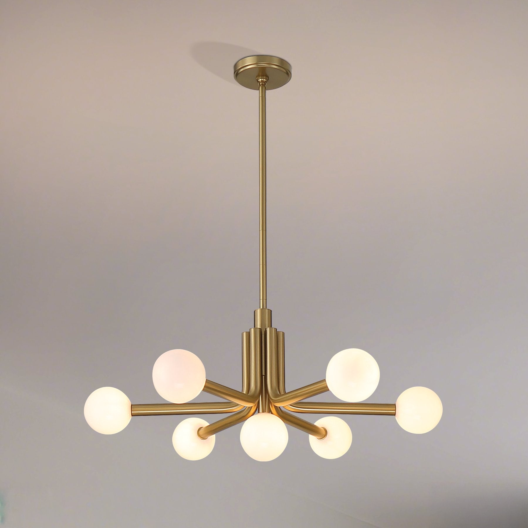 Stockholm 29-inch 7-light Champagne Gold Chandelier with Opal Glass Shades