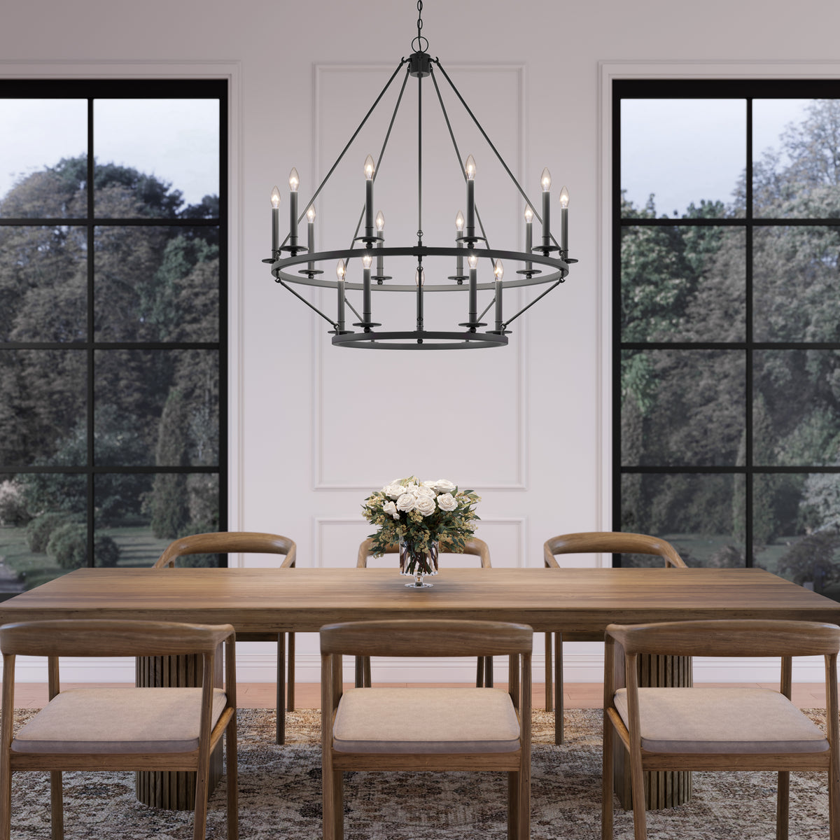 42.75'' Florence Matte Black 15 Light Chandelier