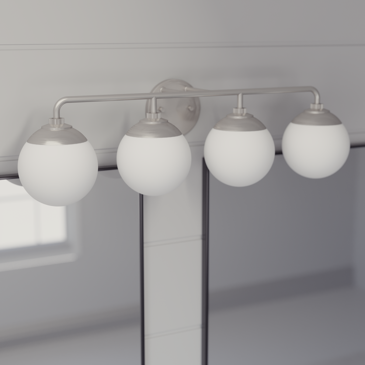 Hepburn 30-inch 4-light Brushed Nickel Vanity Light with Cased White Glass