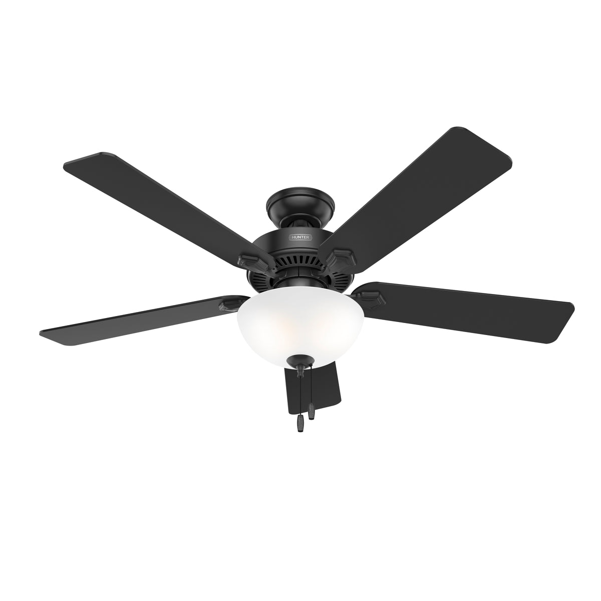 52 inch Swanson Matte Black Ceiling Fan with LED Light Kit and Pull Chain