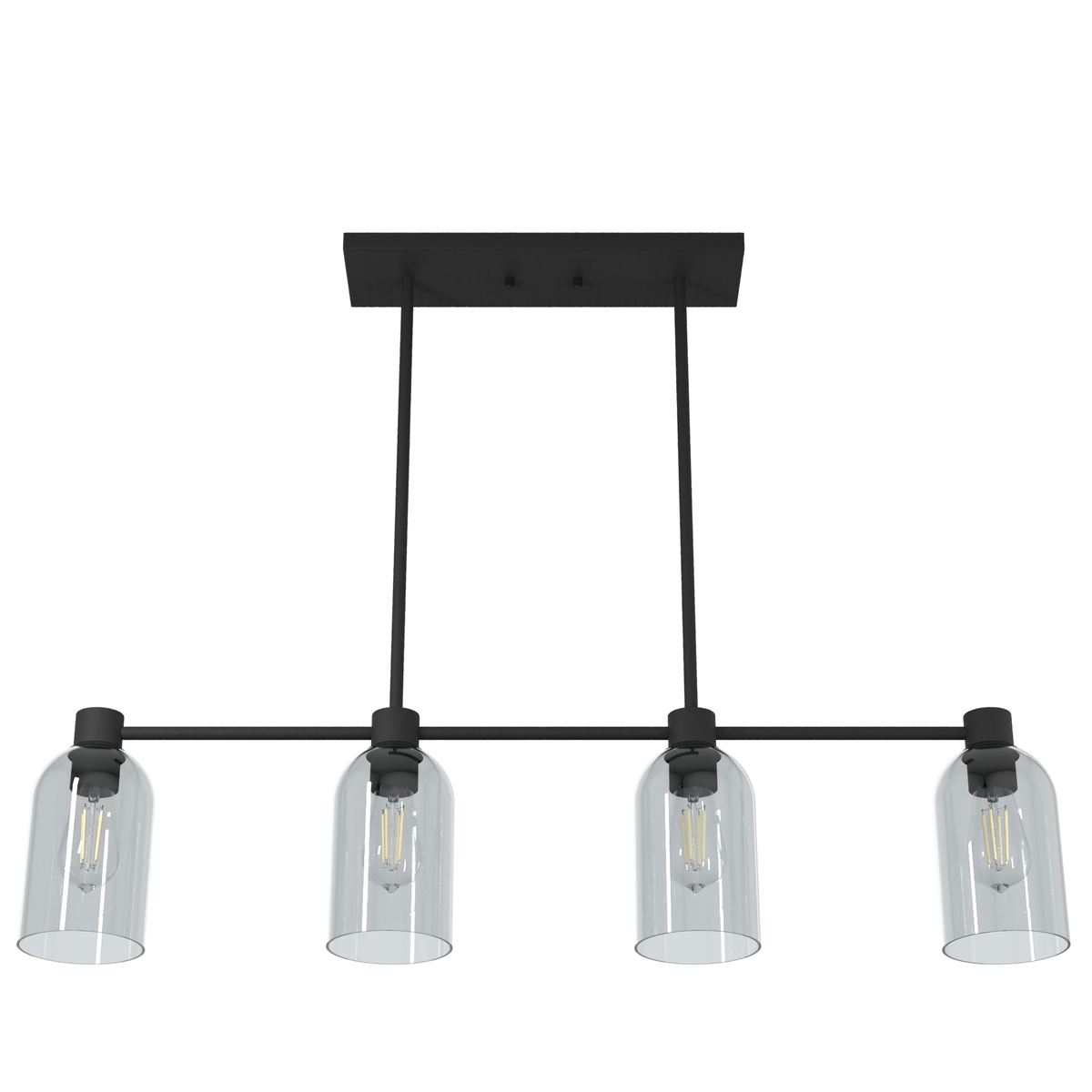 Lochemeade 37.5-inch 4-light Natural Black Iron Linear Chandelier with Smoked Glass