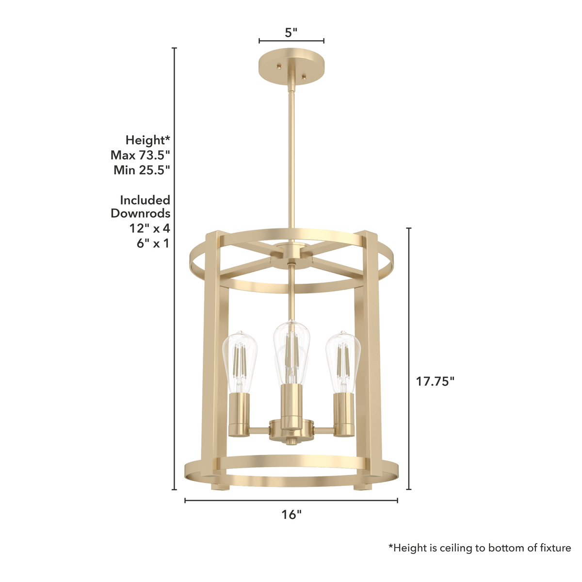 Astwood 16-inch 4-light Alturas Gold Drum Chandelier