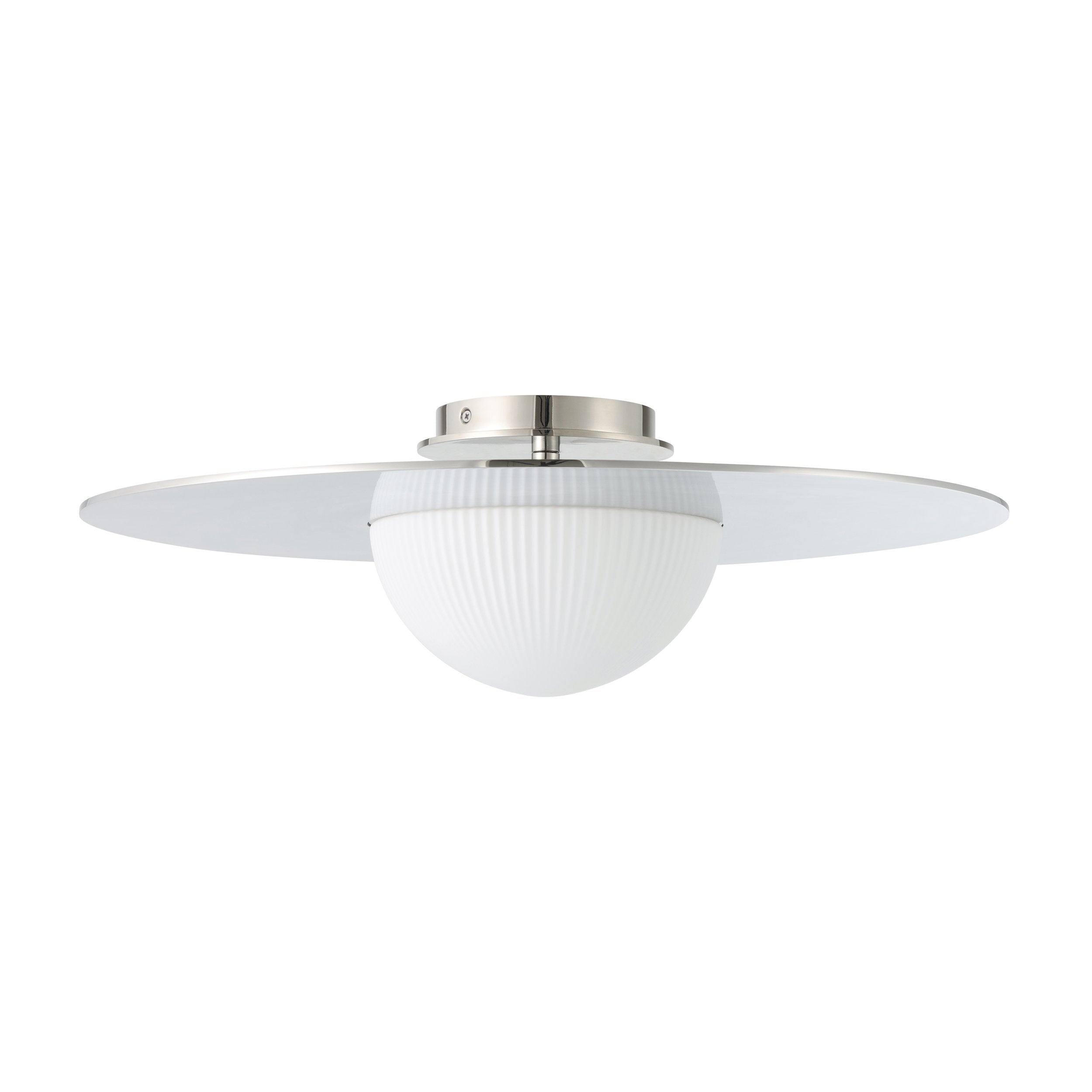 Solstice 22-inch Polished Nickel 5CCT LED Convertible Pendant with Opal Ribbed Glass Shade
