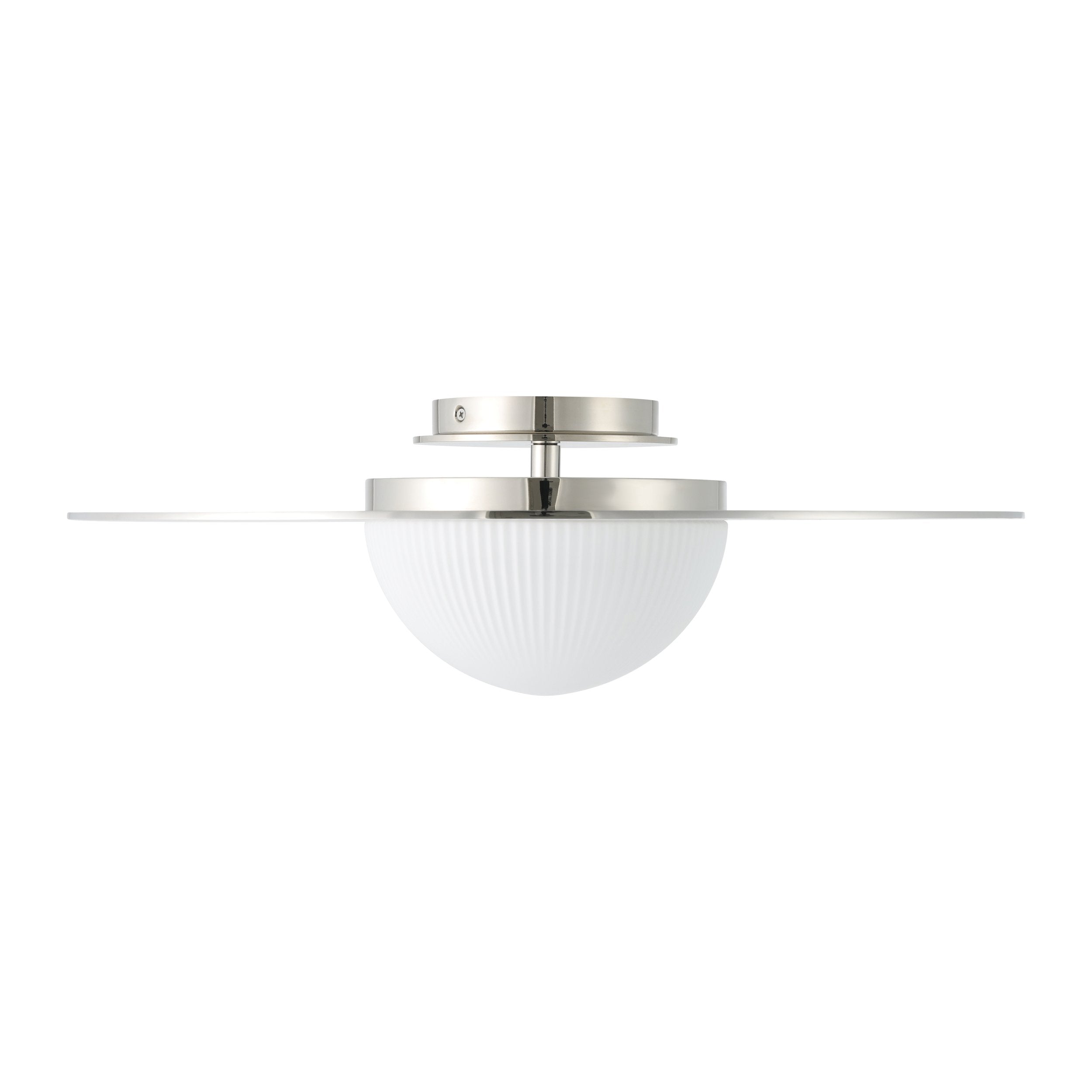 Solstice 22-inch Polished Nickel 5CCT LED Convertible Pendant with Opal Ribbed Glass Shade