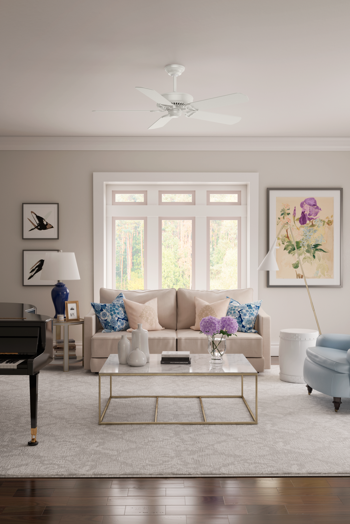 Casablanca 54 inch Panama Fresh White Ceiling Fan and Wall Control