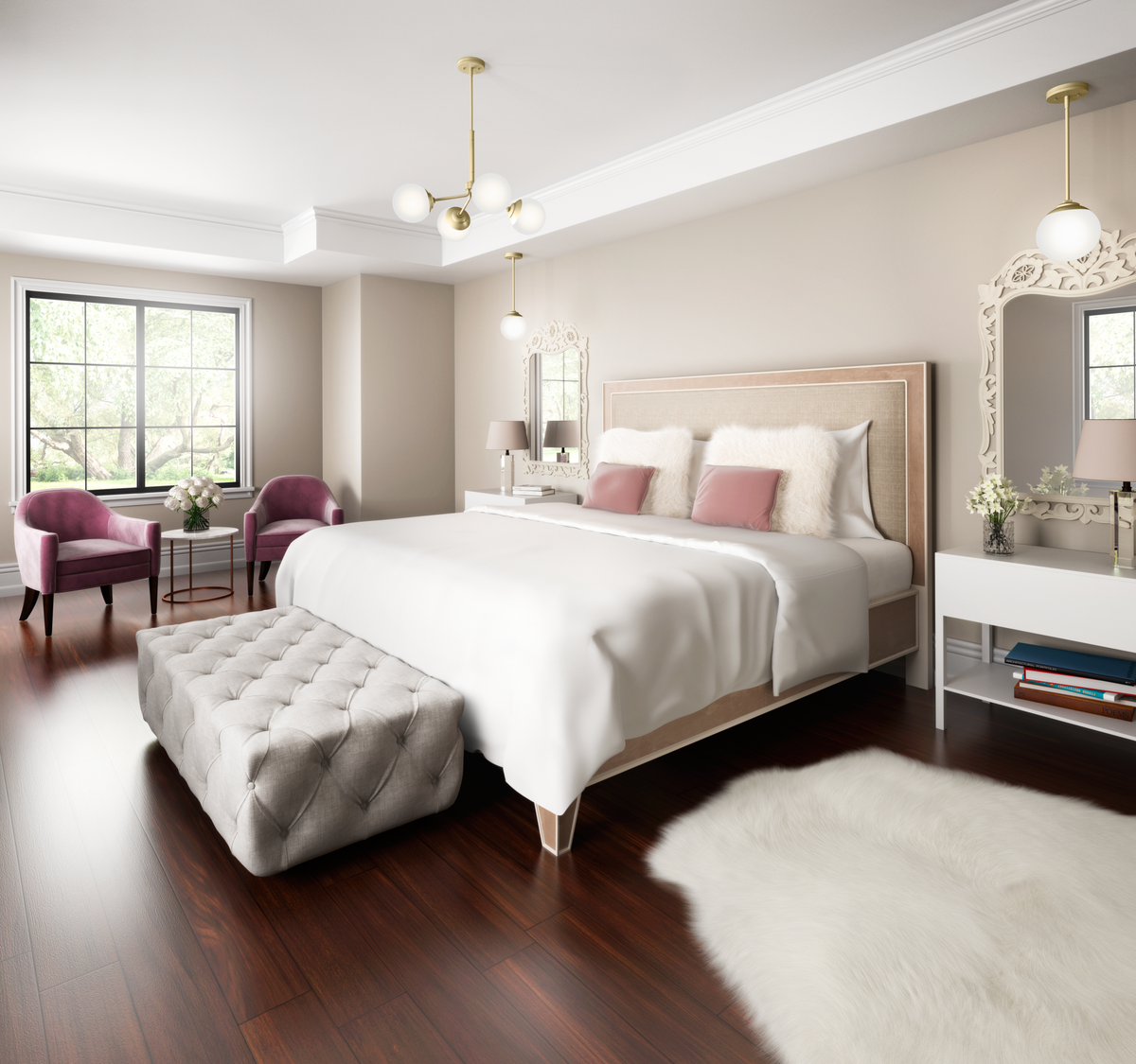 Hepburn 30-inch 4-light Modern Brass Chandelier with Cased White Glass