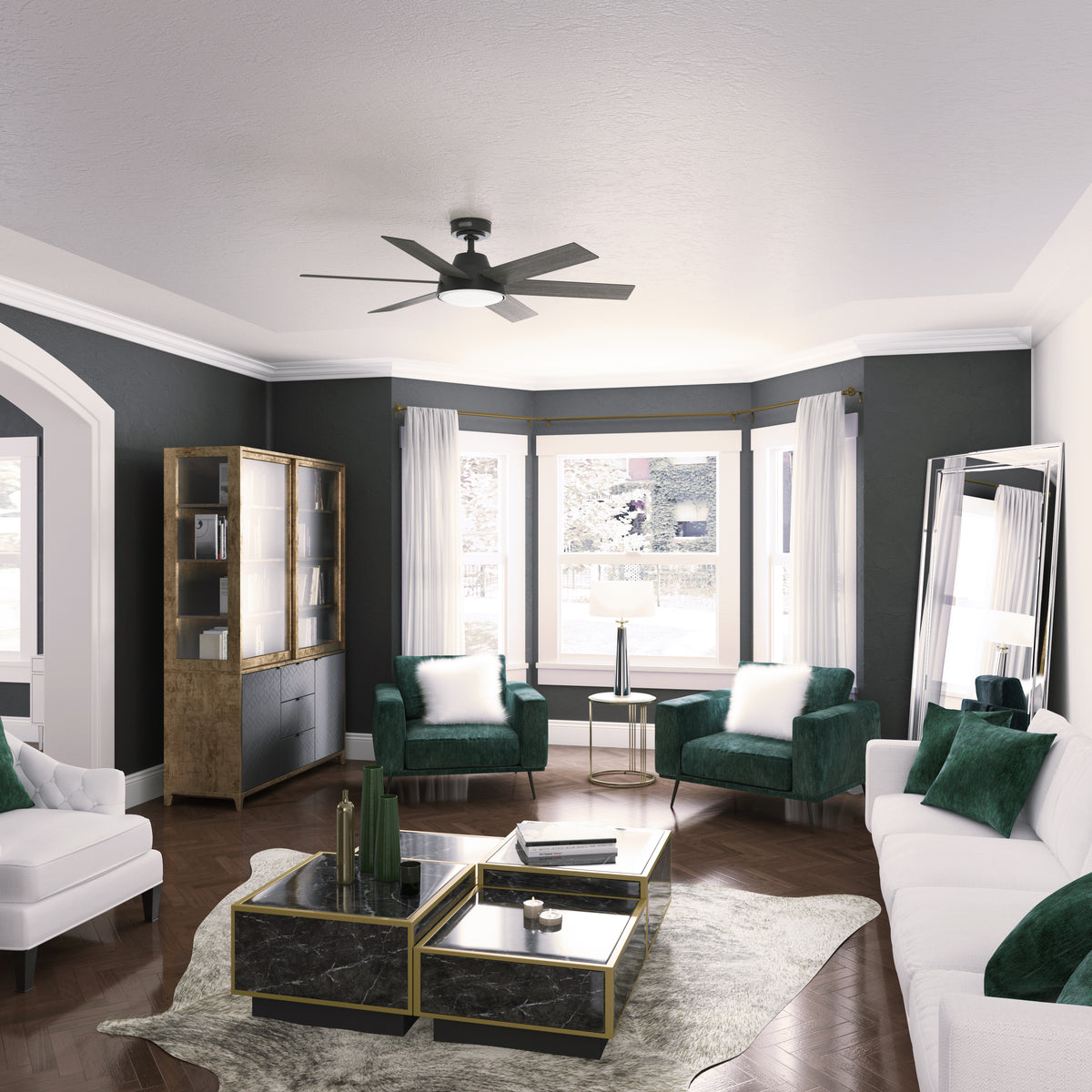 52 inch Donatella Matte Black Ceiling Fan with LED Light Kit and Handheld Remote