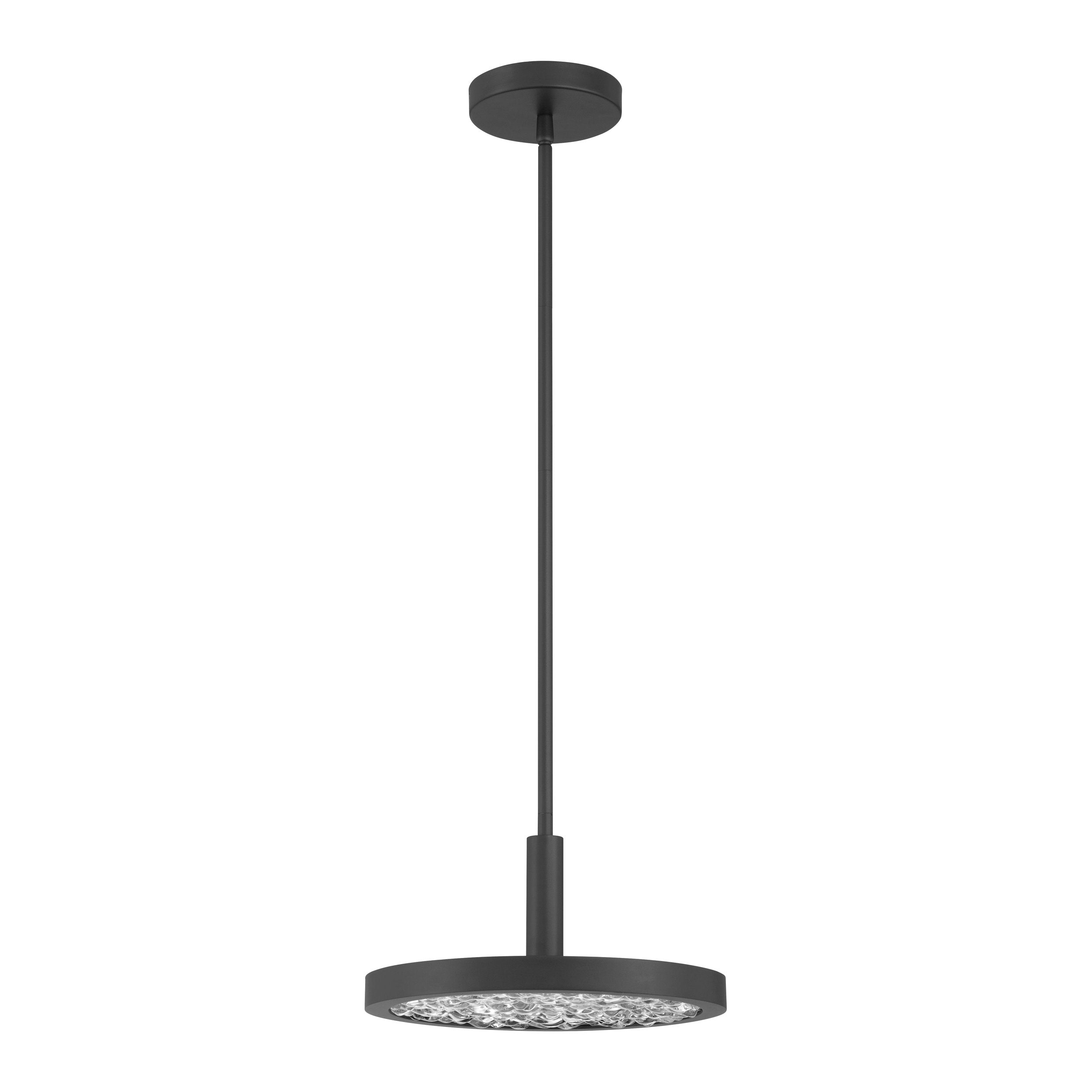 Courtney 12-inch Textured Black 5CCT LED Convertible Pendant with Clear Water Glass