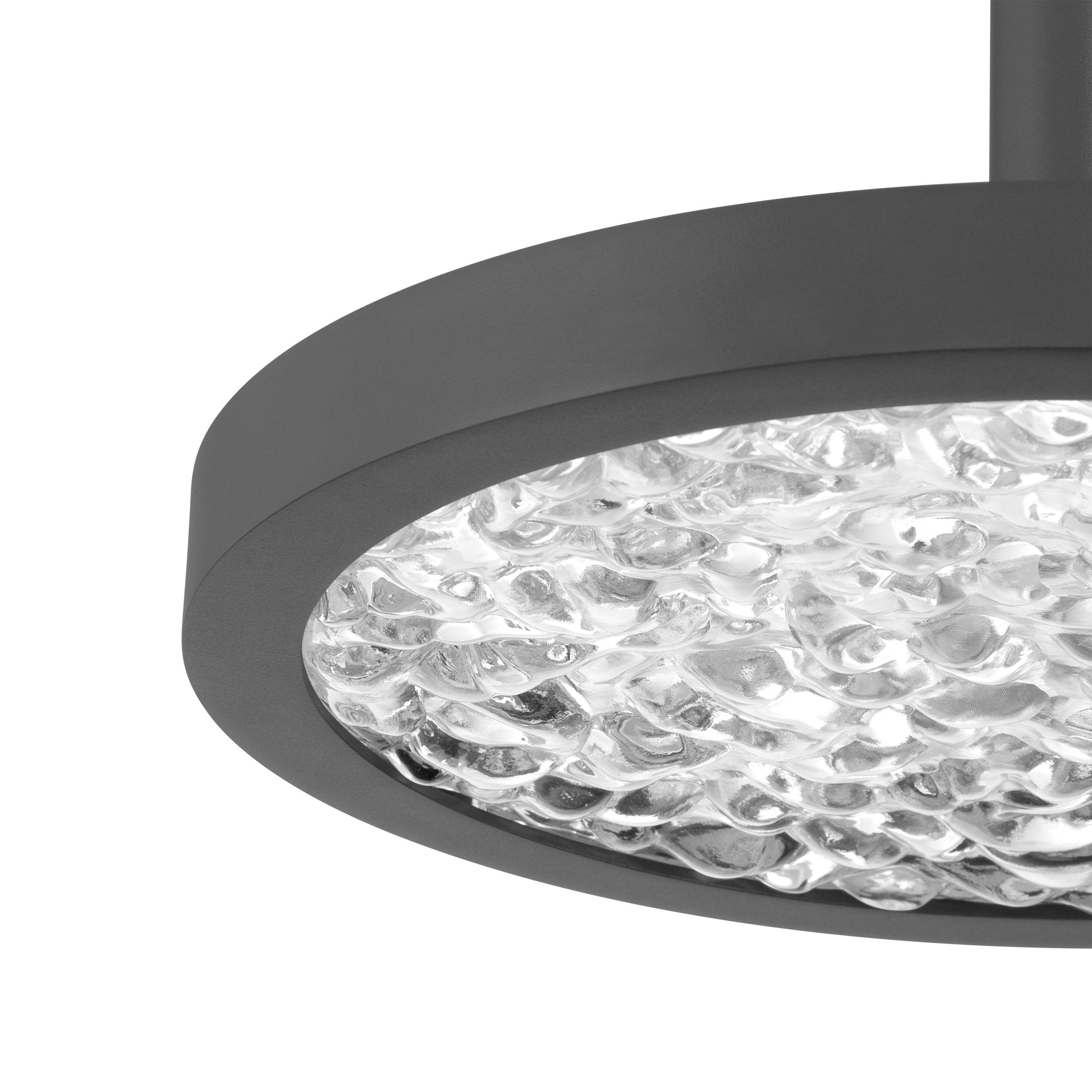 Courtney 12-inch Textured Black 5CCT LED Convertible Pendant with Clear Water Glass