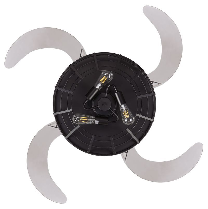 48 Inch Black Koa Retractable Blade Ceiling Fan
