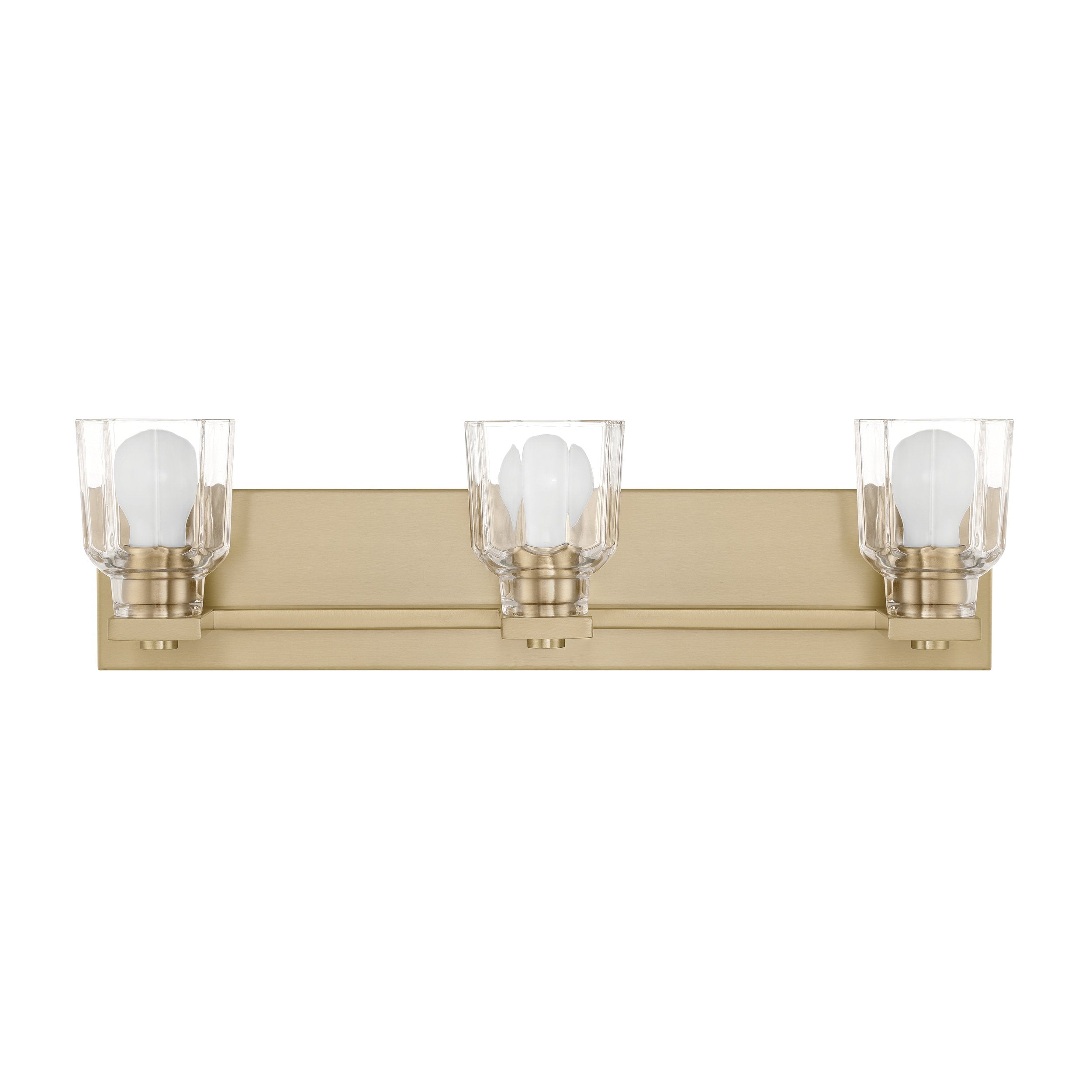 Dryden 24-inch 3-light Champagne Gold Vanity Light with Clear Ribbed Glass Shades