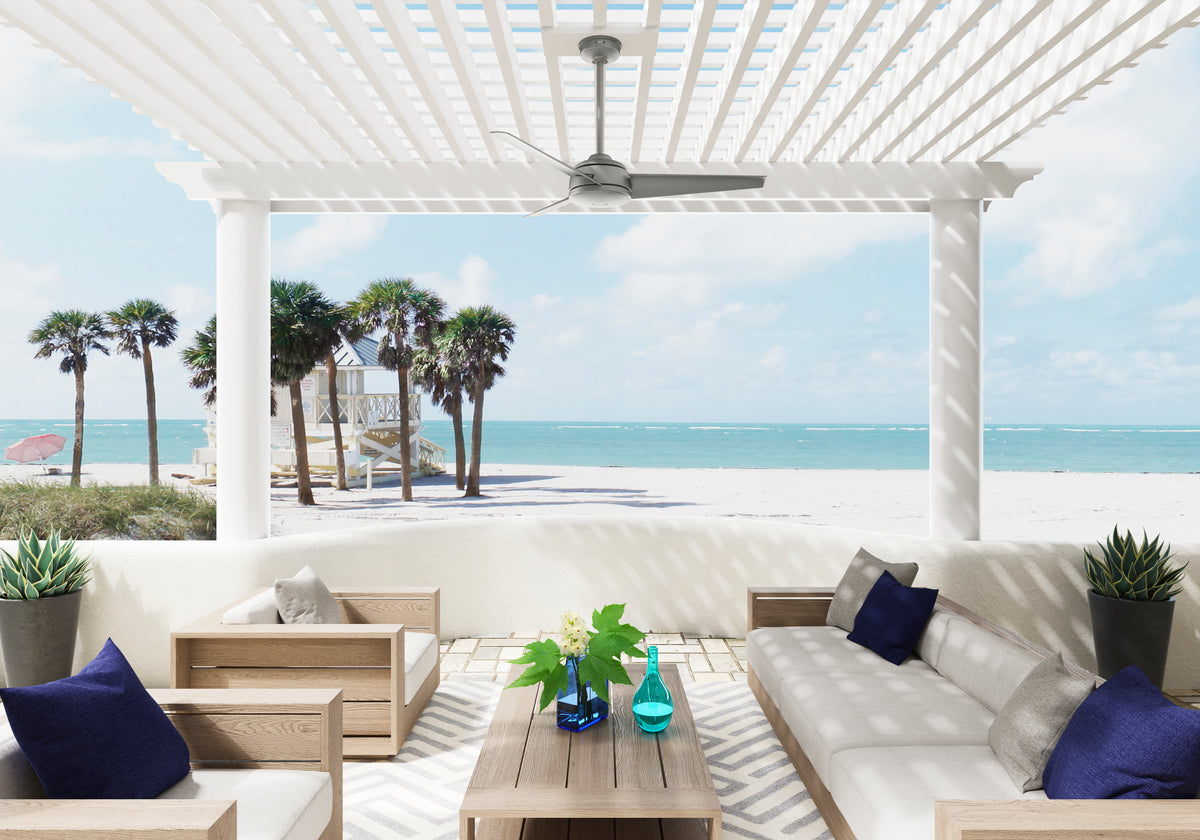 52 inch Trimaran Matte Silver WeatherMax Indoor / Outdoor Ceiling Fan and Wall Control