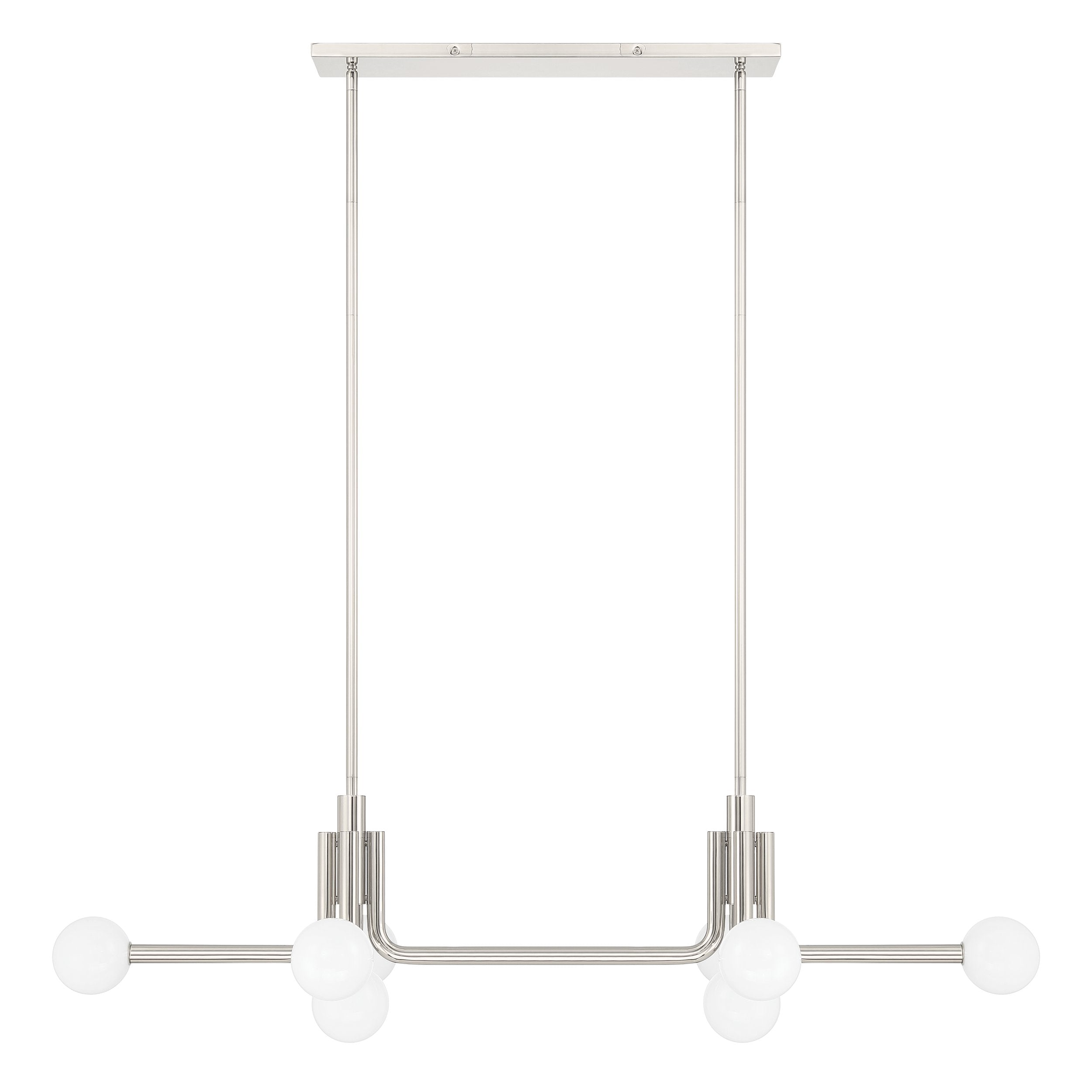 Stockholm 50-inch 8-light Polished Nickel Linear Chandelier with Opal Glass Shades