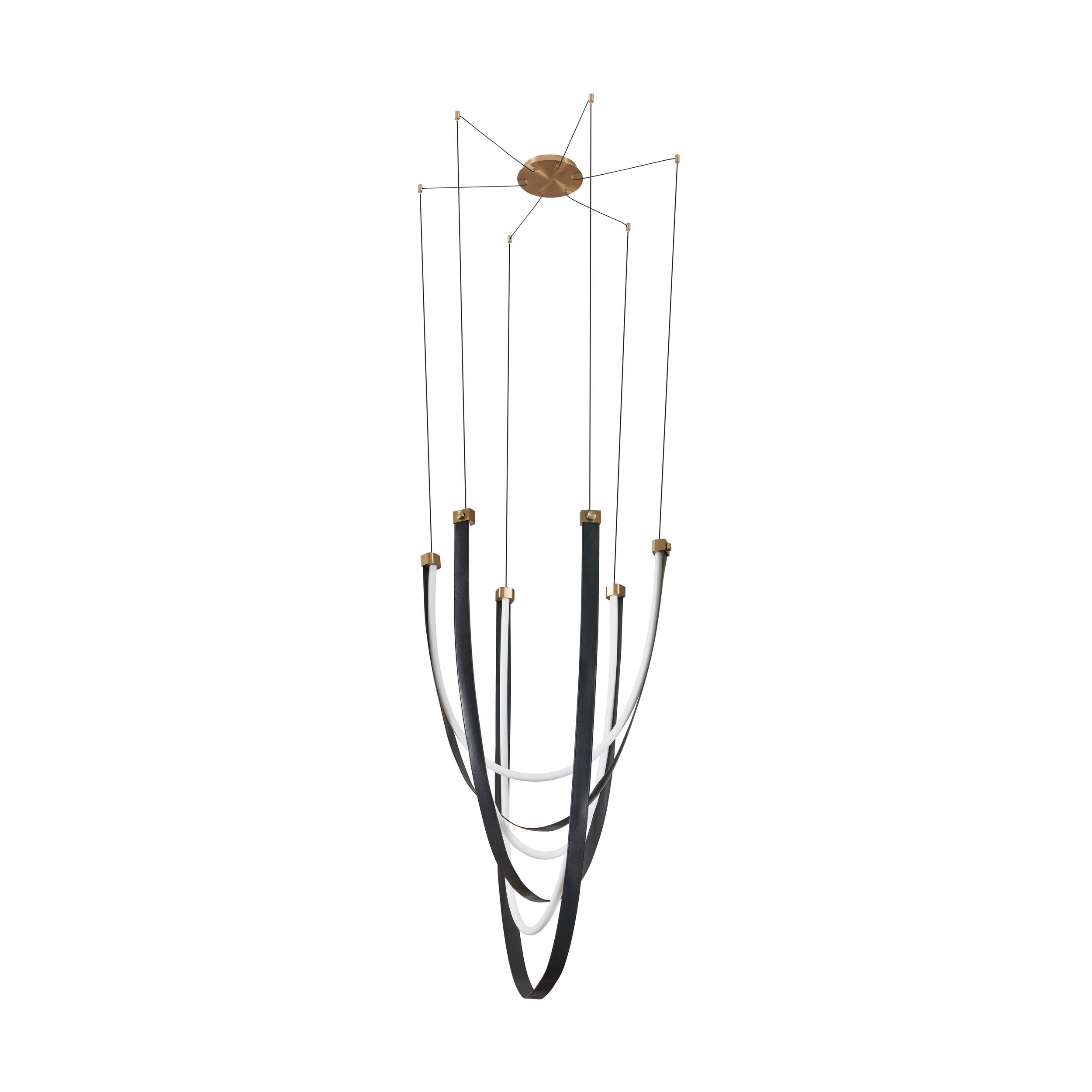 Ayers 43-inch 3-light Champagne Gold with Black and Brown Faux Leather 5CCT LED Chandelier