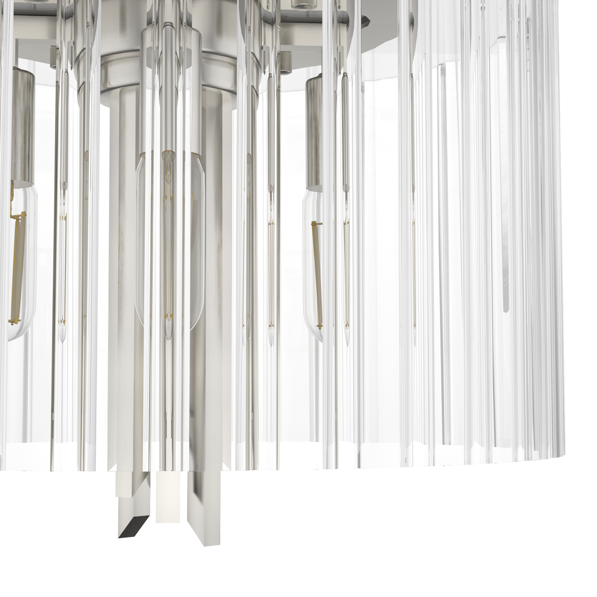 Gatz 13-inch 4-light Brushed Nickel Flush Mount Ceiling Light with Clear Fluted Glass