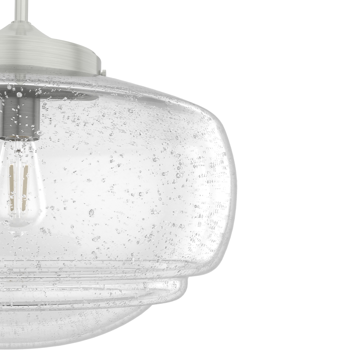 Saddle Creek 16-inch 1-light Brushed Nickel Schoolhouse Pendant with Seeded Glass