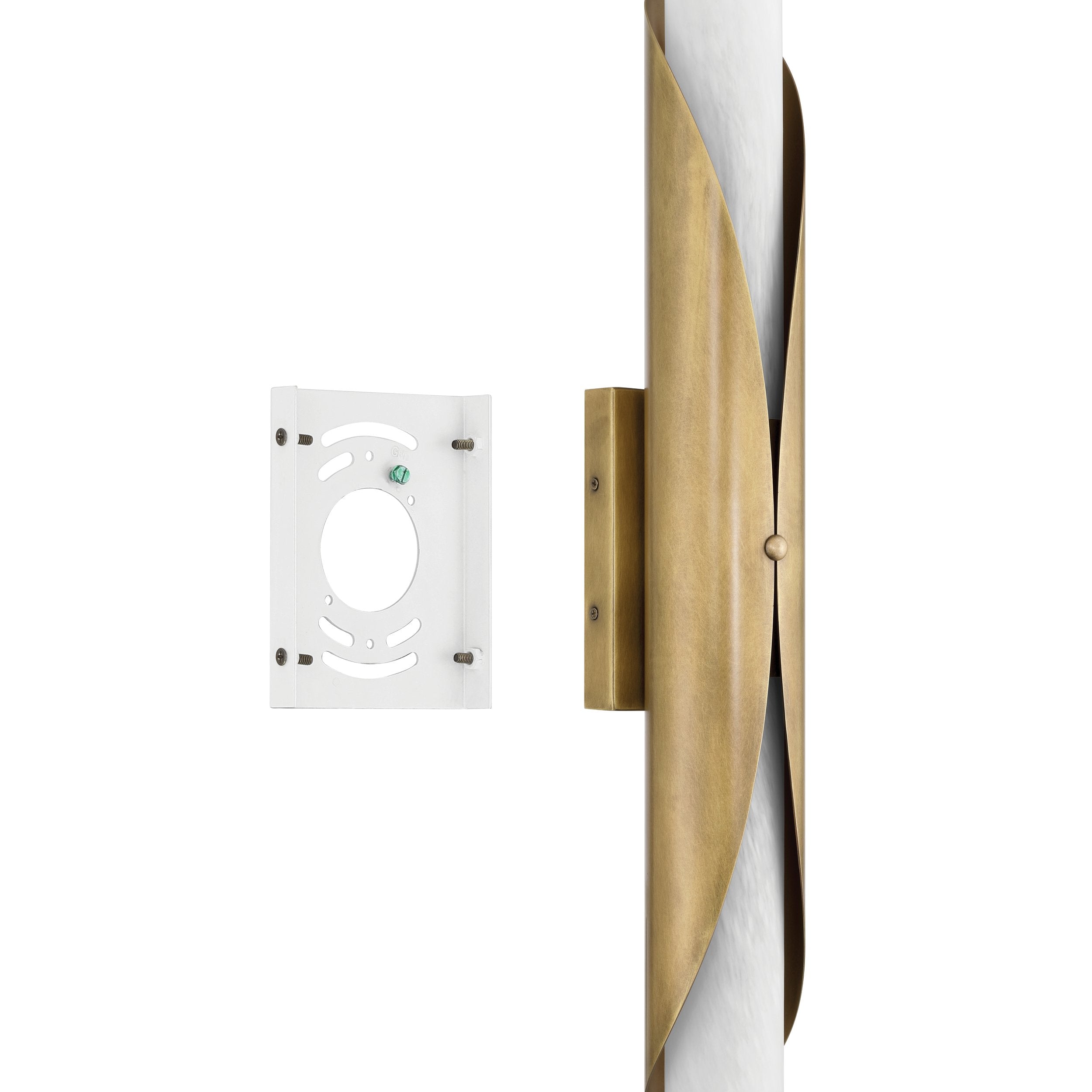 Crescendo 30-inch 2-light Natural Brass Wall Sconce with Alabaster Glass