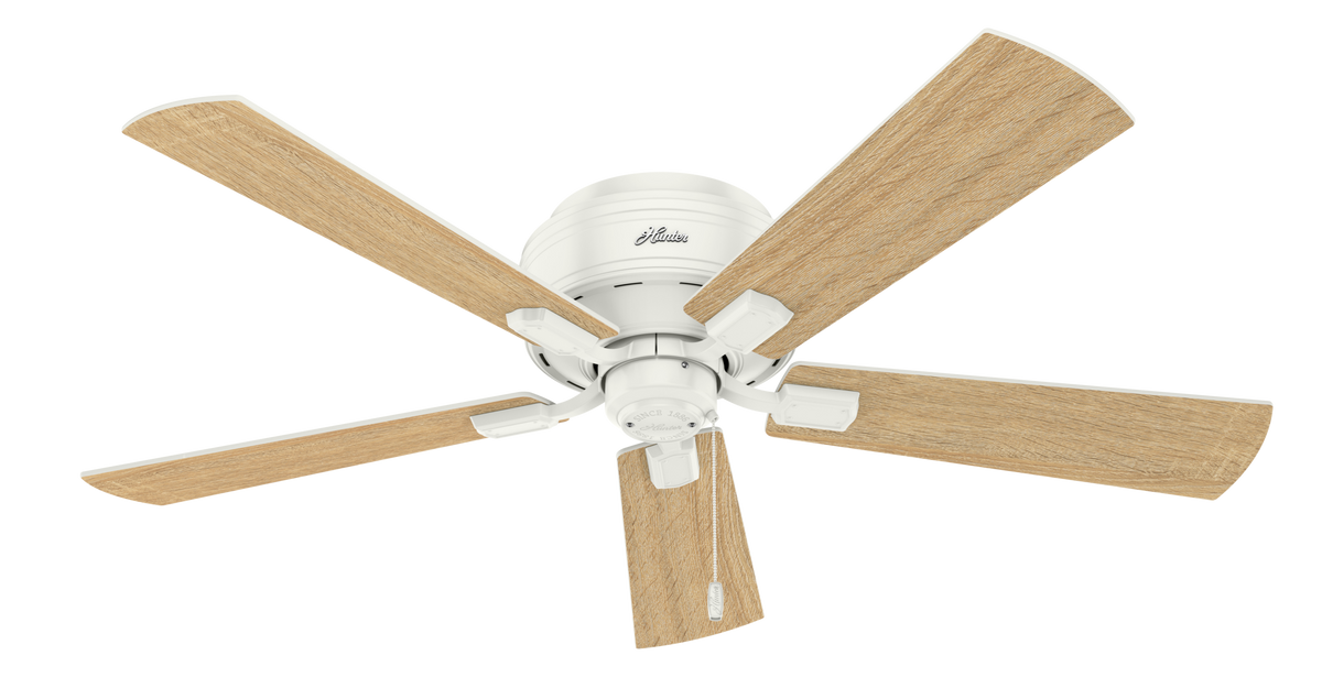 52 inch Crestfield Fresh White Low Profile Ceiling Fan with LED Light Kit and Pull Chain
