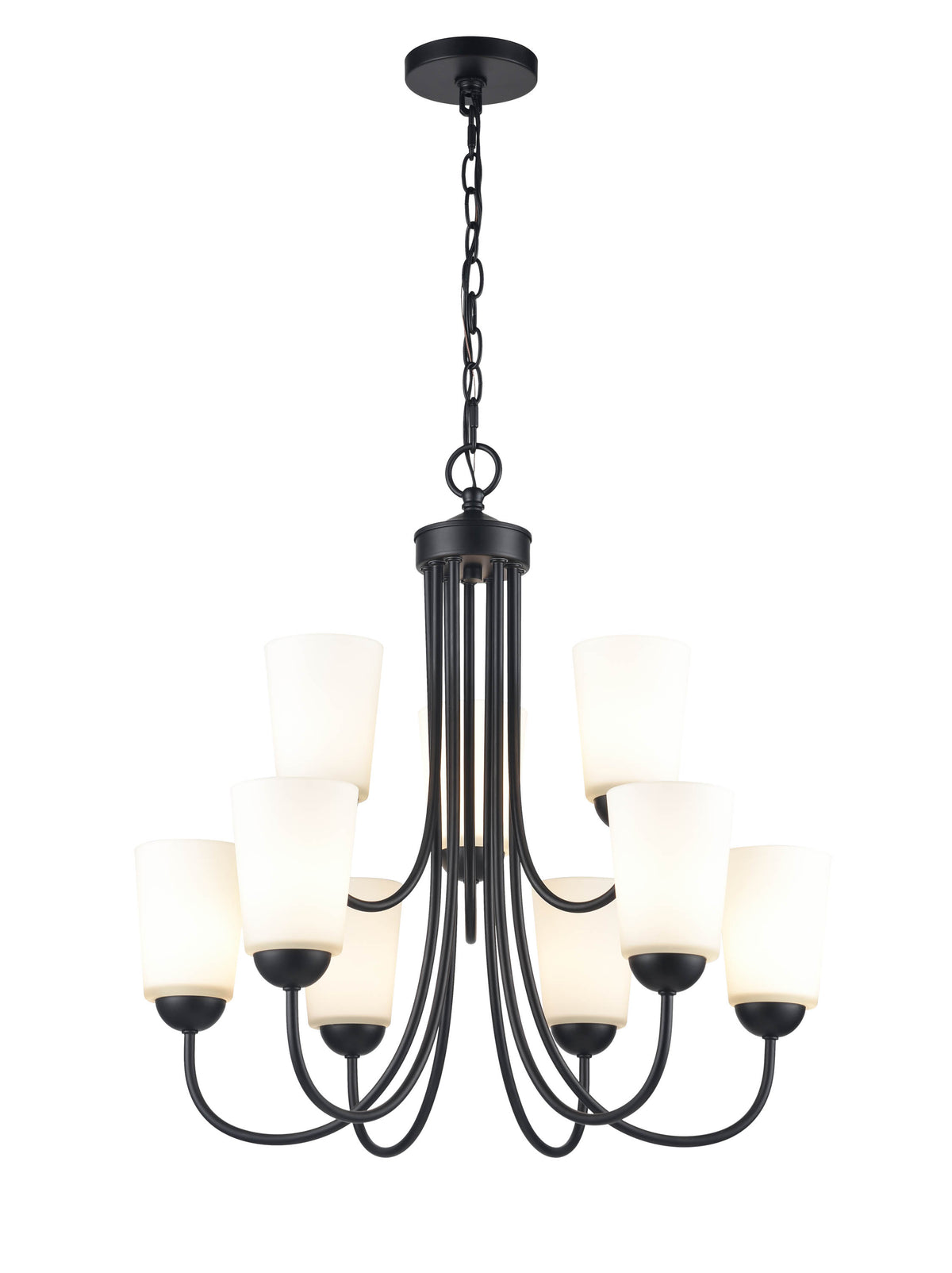 23.25'' Ivey Lake Matte Black 9 Light Chandelier
