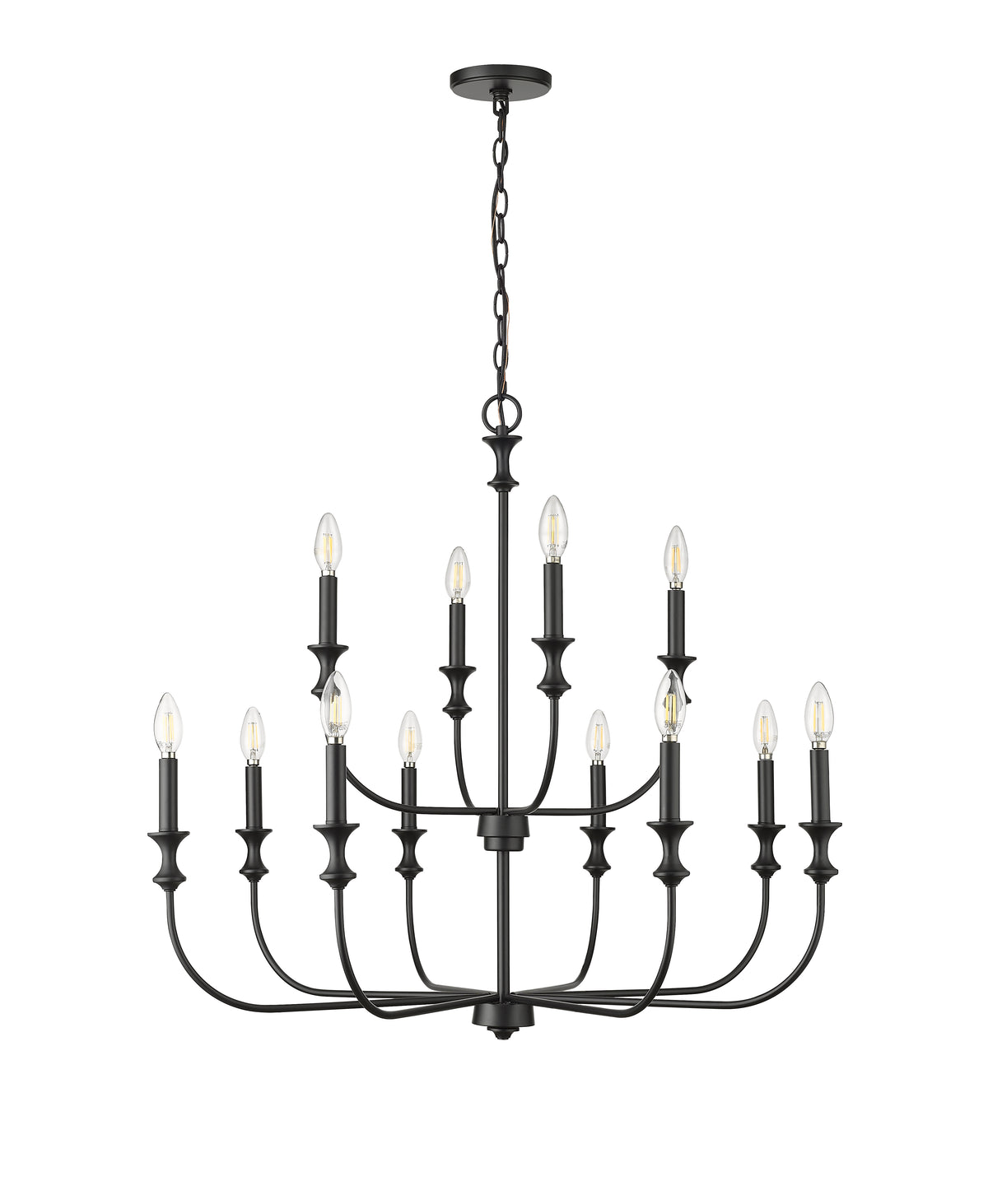31.5'' Savanne Matte Black 12 Light Chandelier