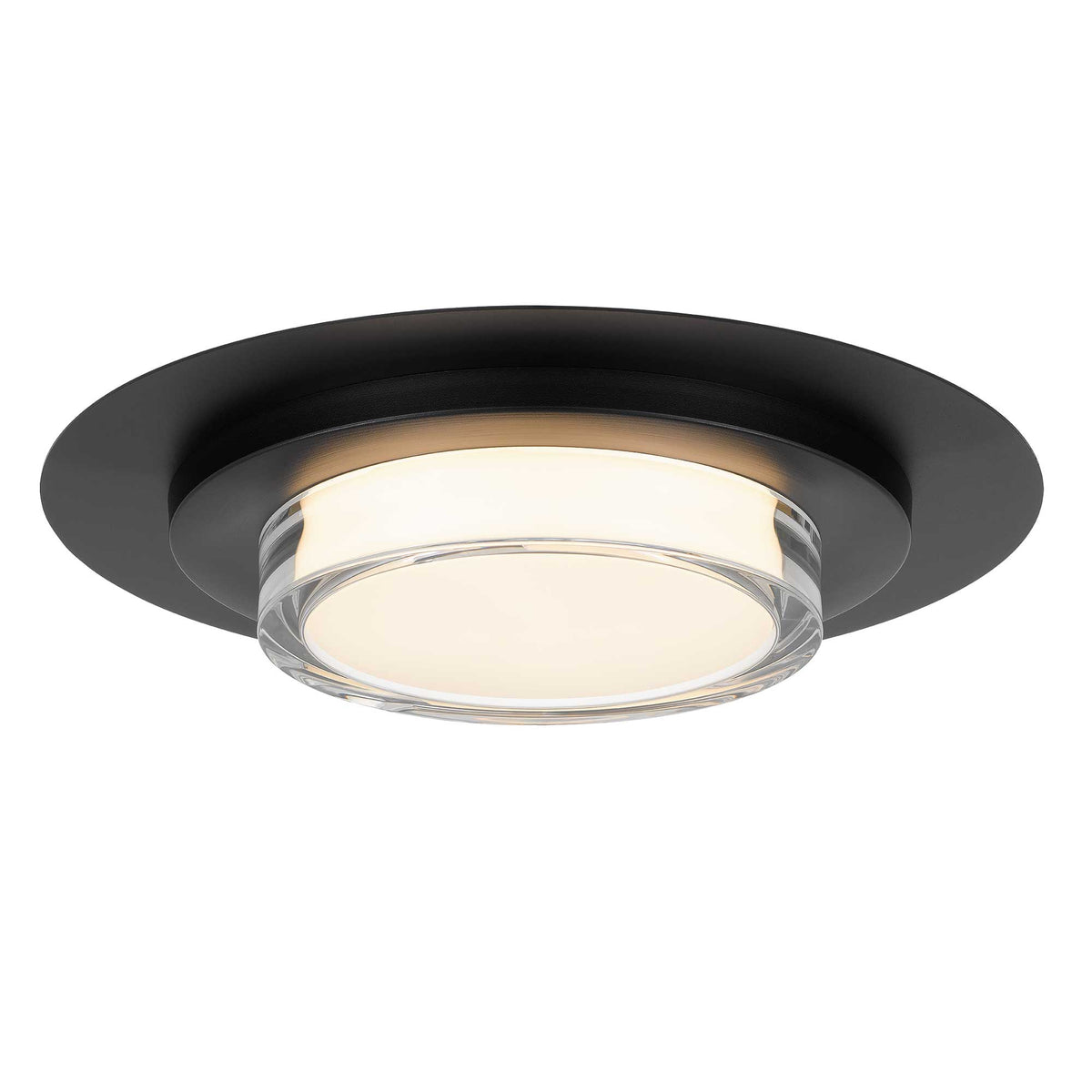 16-Inch Sand Black Plate Outdoor LED Flush Mount