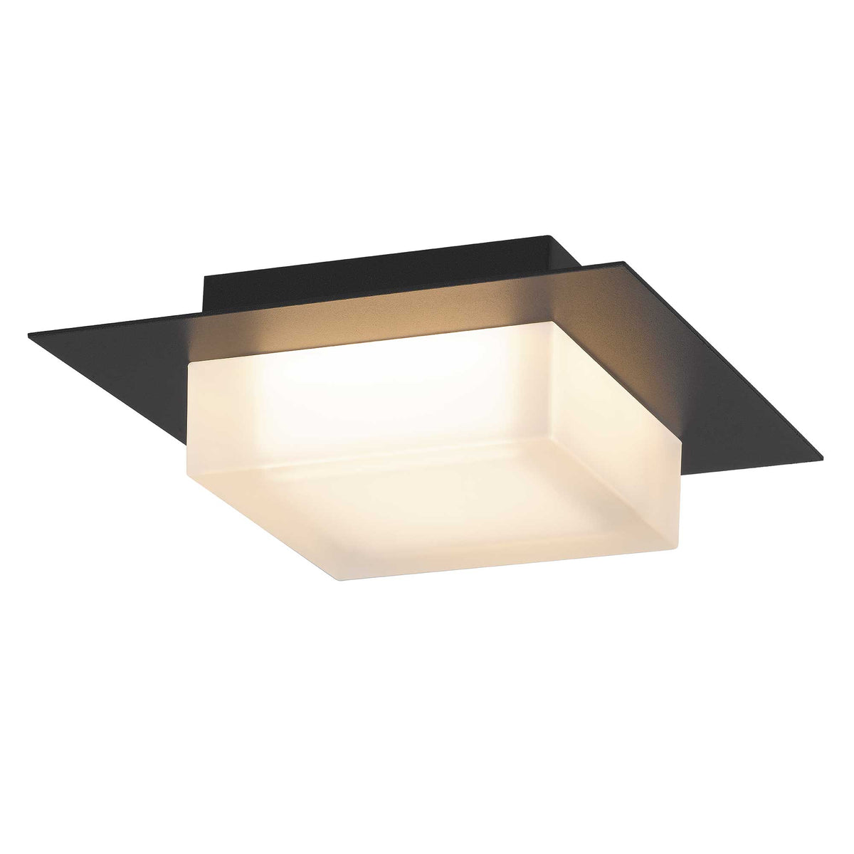 8-Inch Sand Black Foursquare Outdoor LED Flush Mount