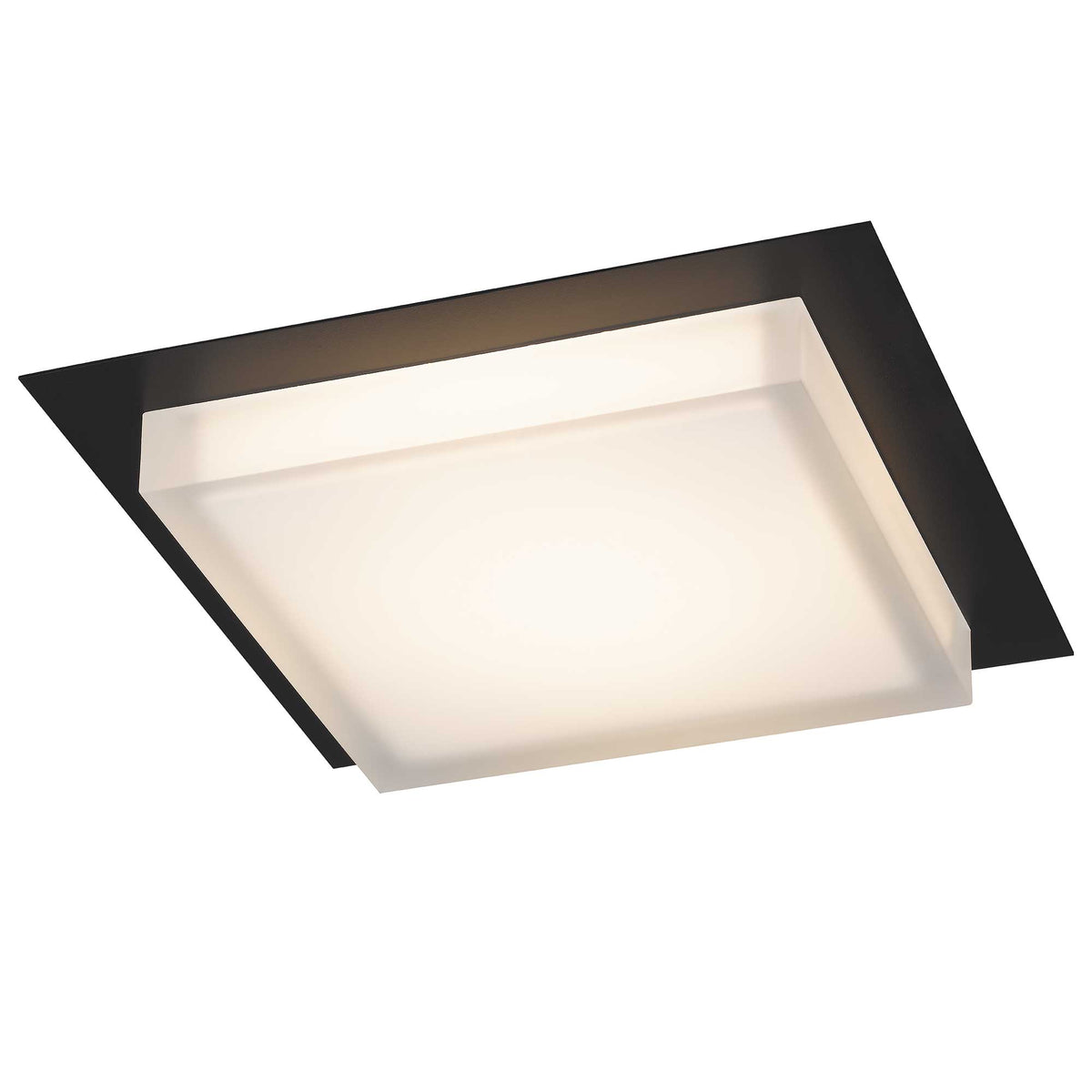 14-Inch Sand Black Foursquare Outdoor LED Flush Mount