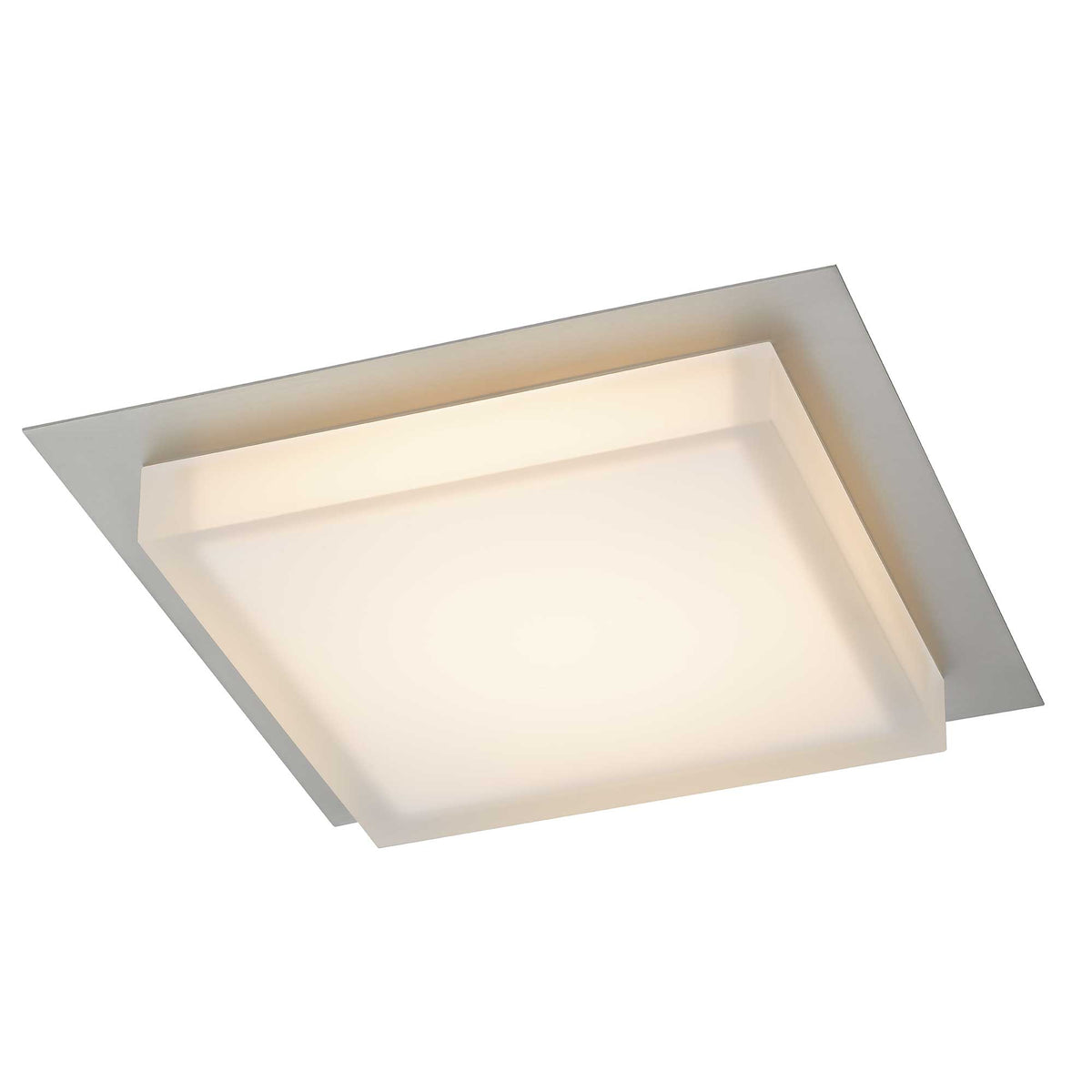 14-Inch Brushed Stainless Steel Foursquare Outdoor LED Flush Mount