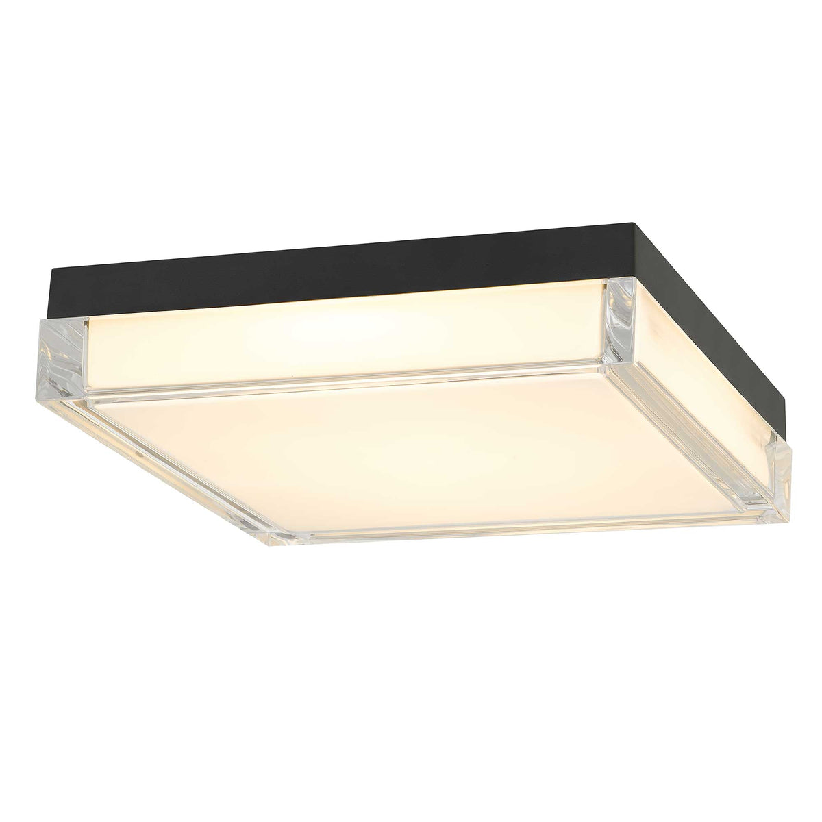 11-Inch Sand Black Box Outdoor LED Flush Mount