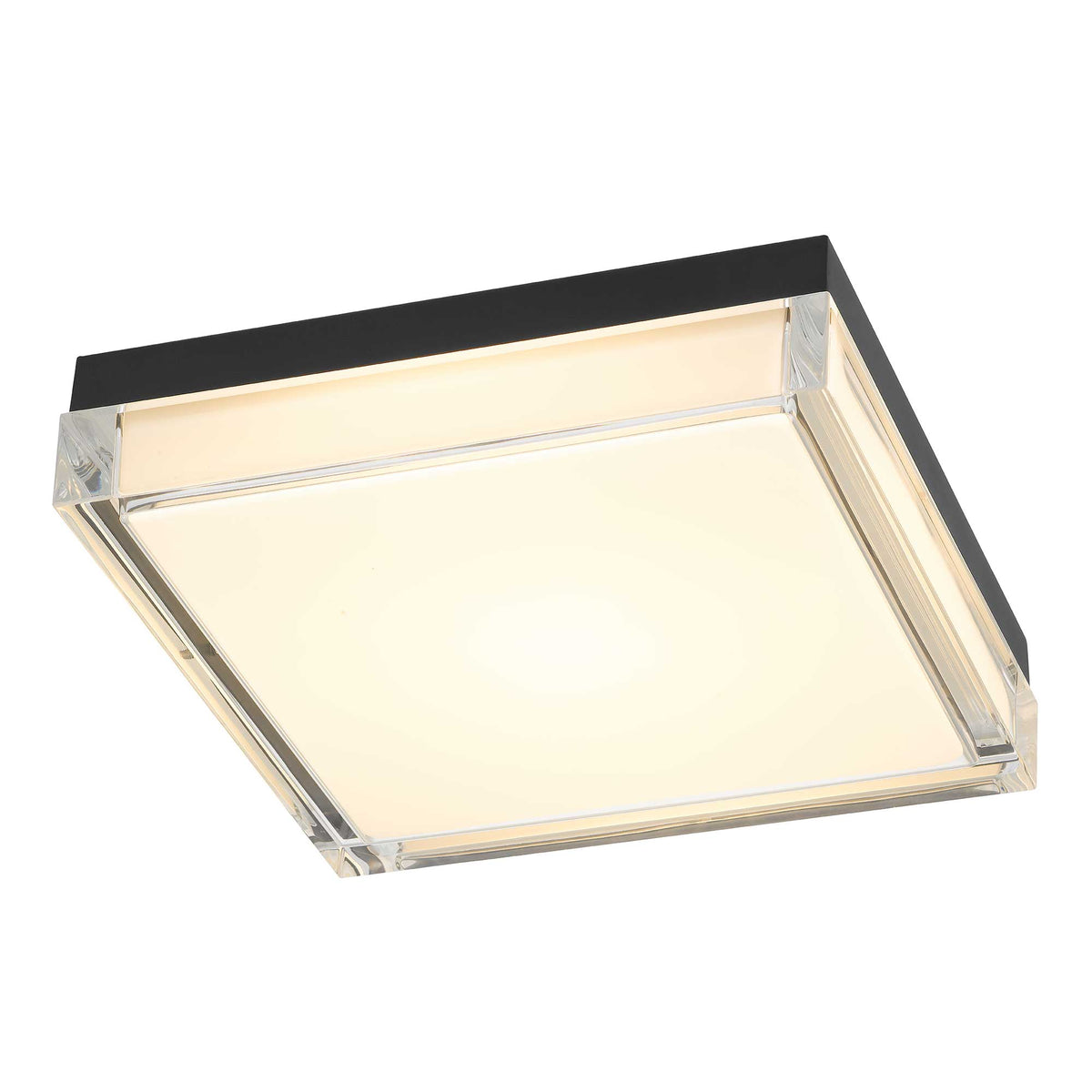 11-Inch Sand Black Box Outdoor LED Flush Mount