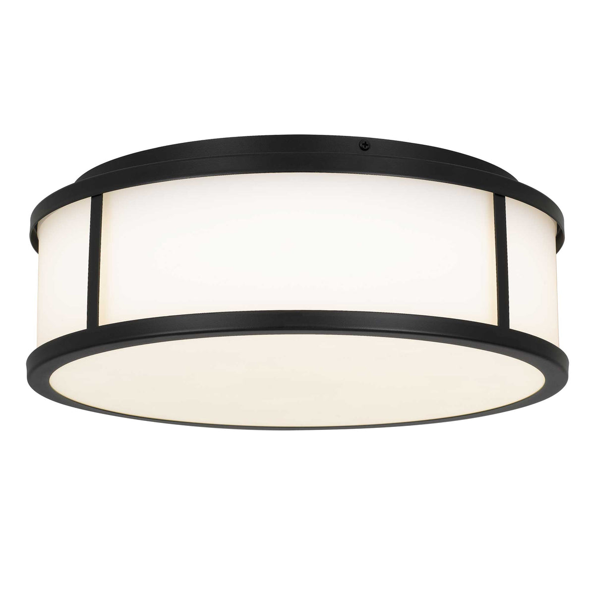 14-Inch Sand Black Panel Round Outdoor LED Flush Mount