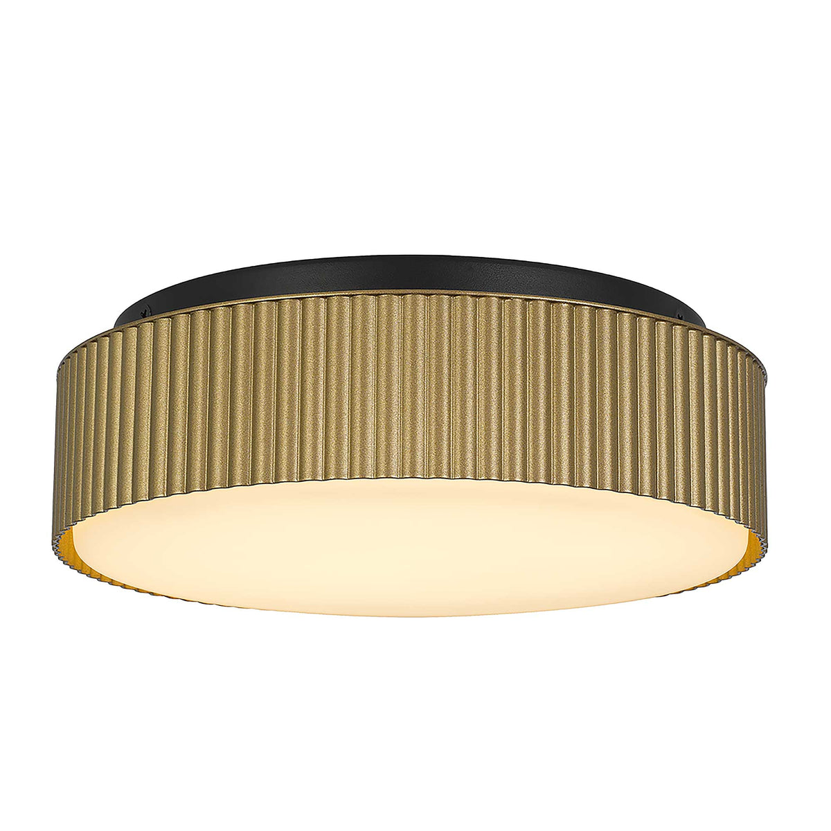 9-Inch Sand Black and Painted Brass Channel Outdoor LED Flush Mount
