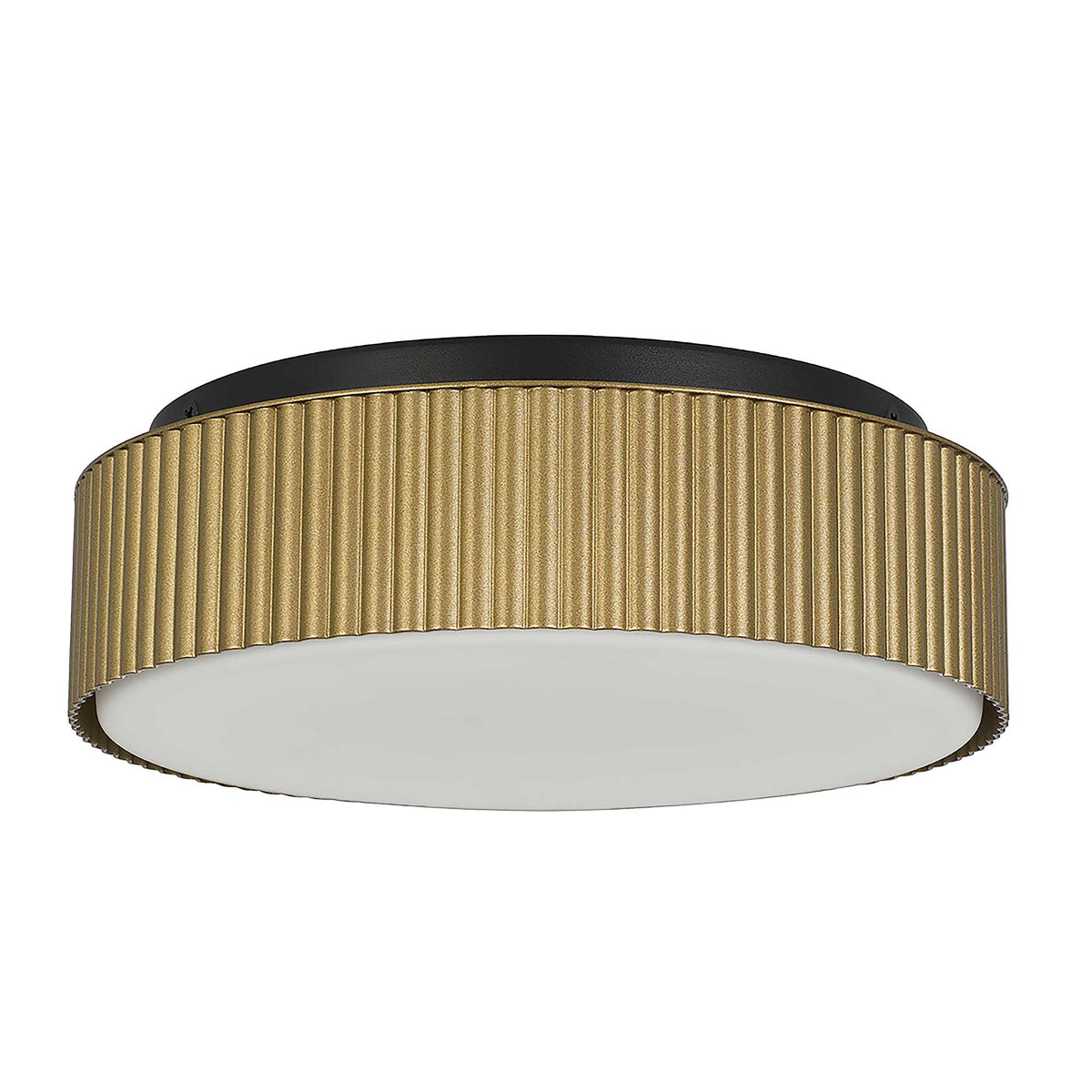 9-Inch Sand Black and Painted Brass Channel Outdoor LED Flush Mount