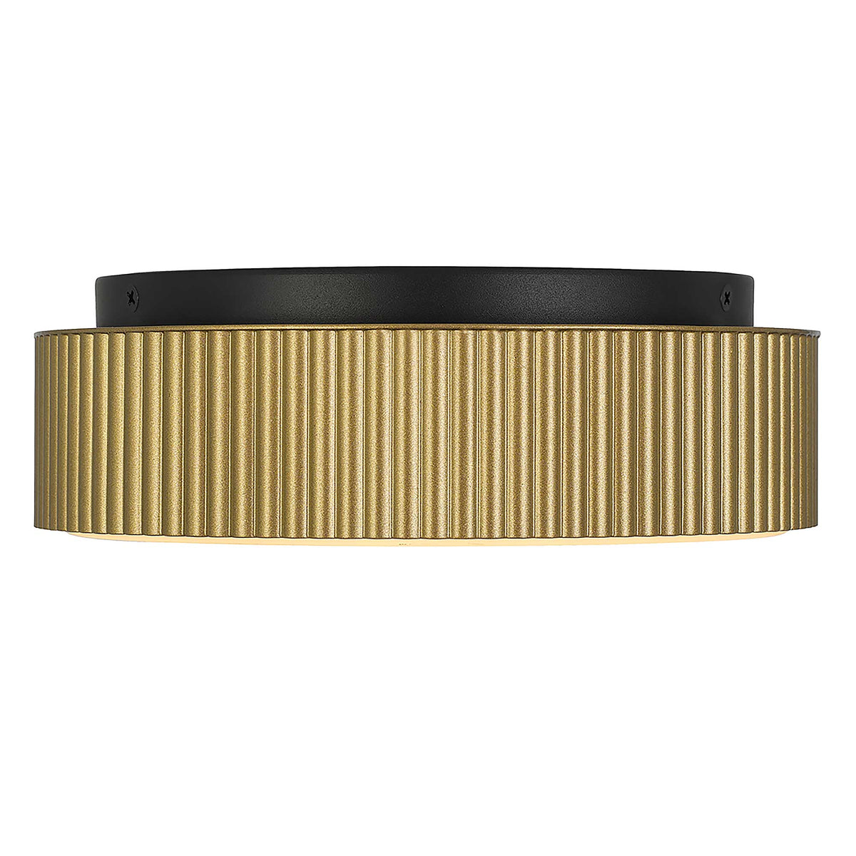 9-Inch Sand Black and Painted Brass Channel Outdoor LED Flush Mount