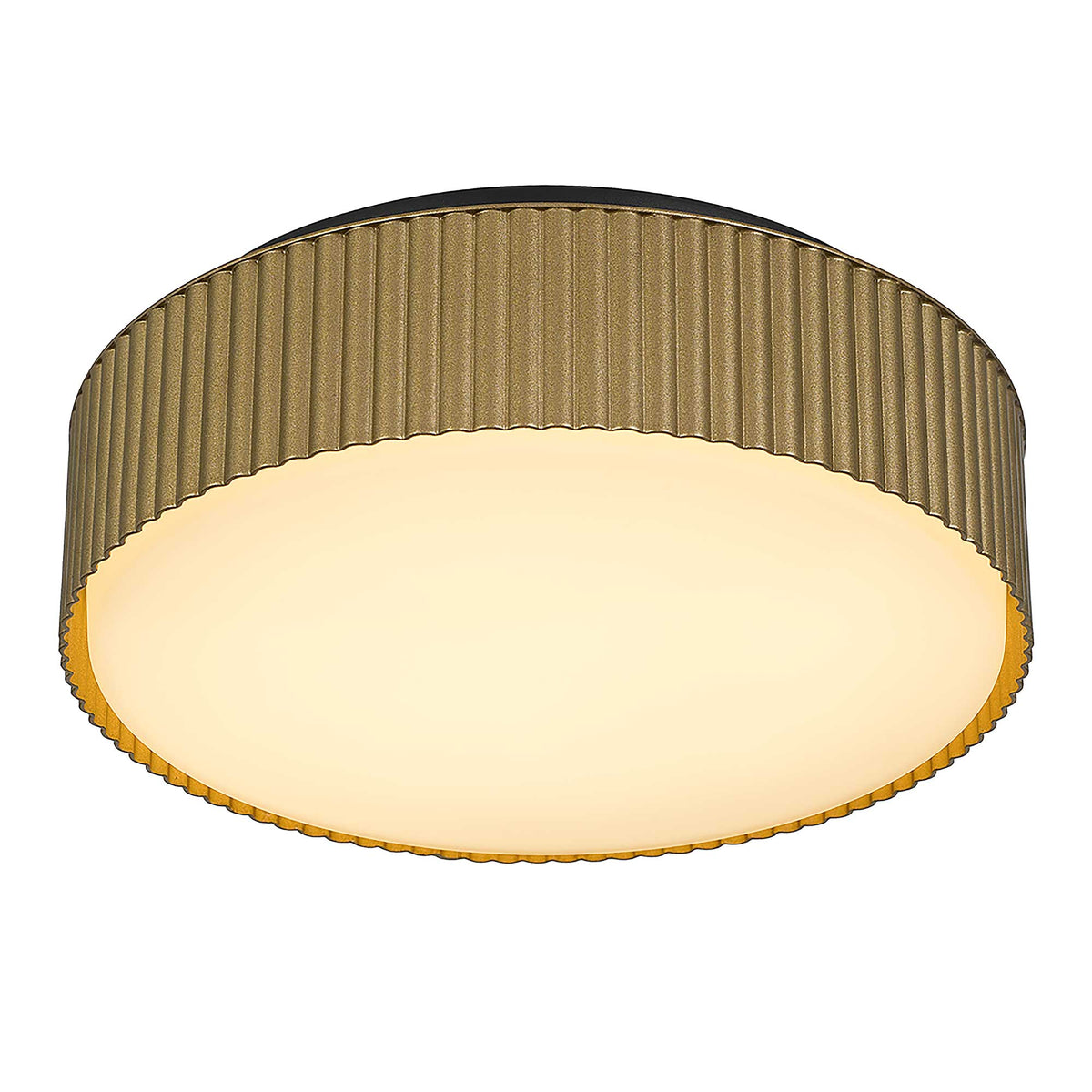 9-Inch Sand Black and Painted Brass Channel Outdoor LED Flush Mount