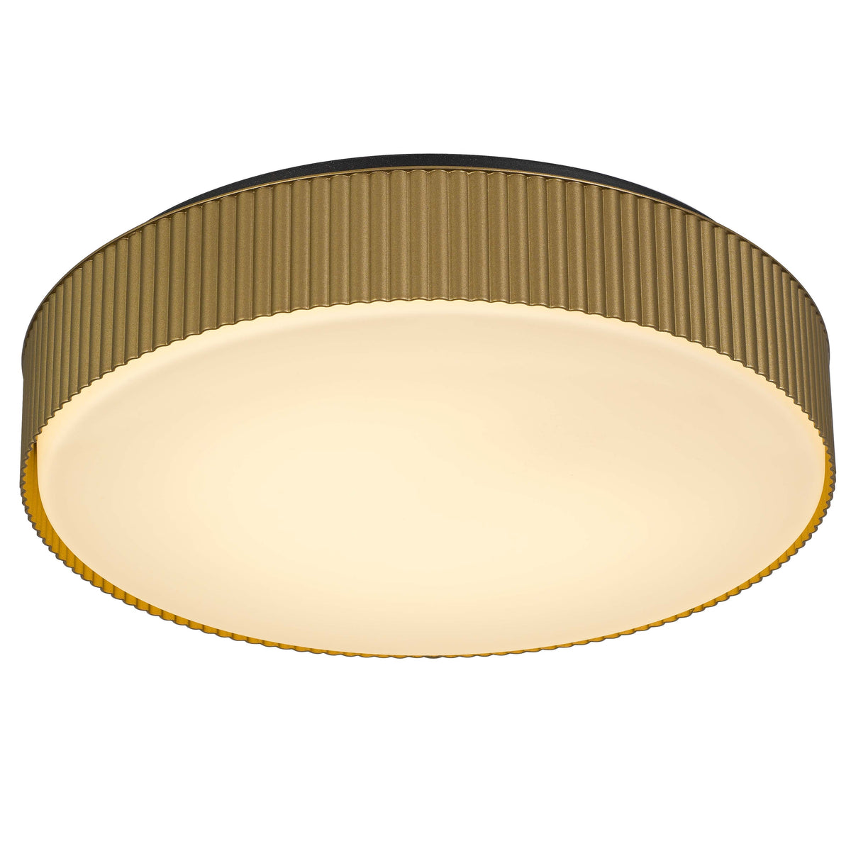 13-Inch Sand Black and Painted Brass Channel Outdoor LED Flush Mount