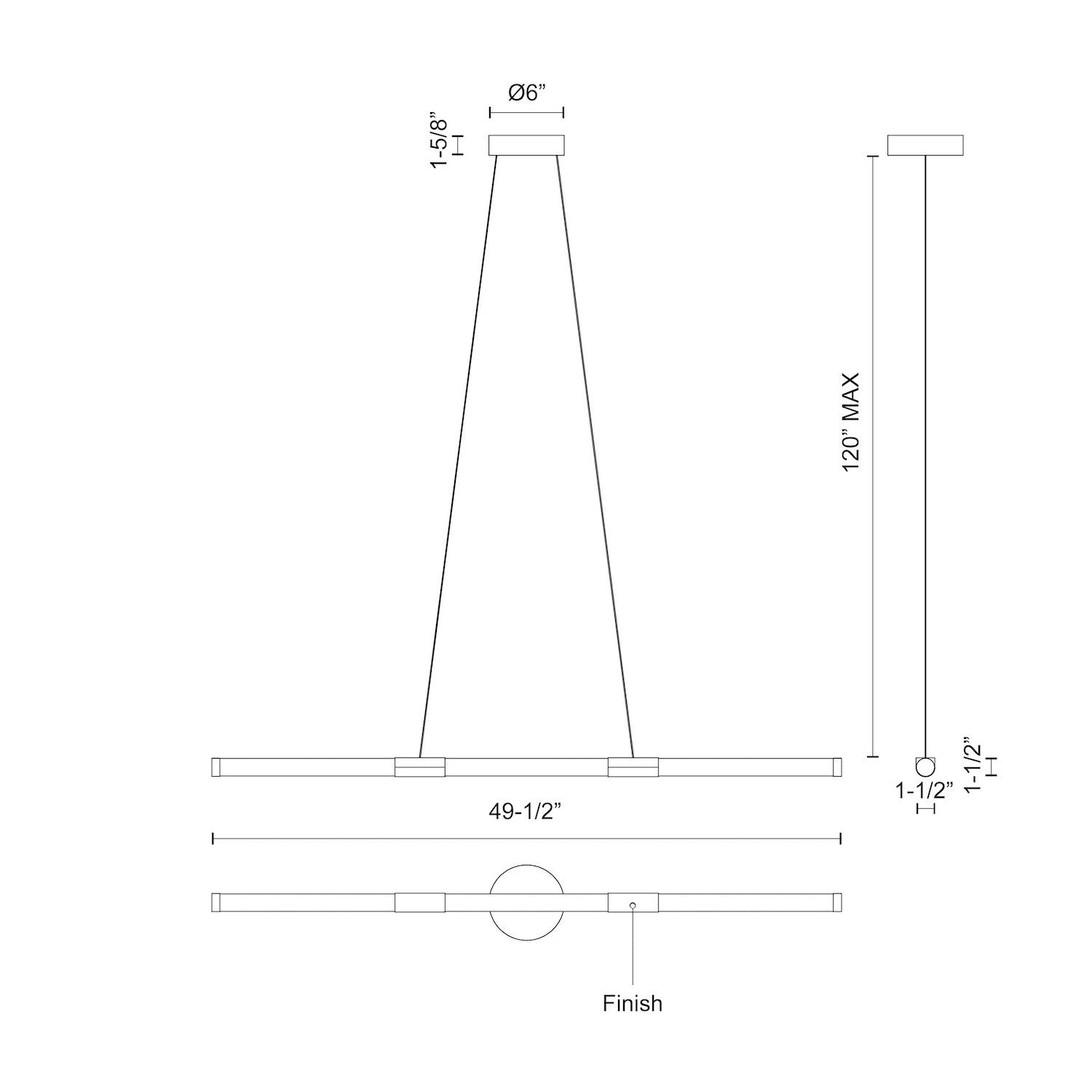 Akari 48-in Aluminum Linear Pendant