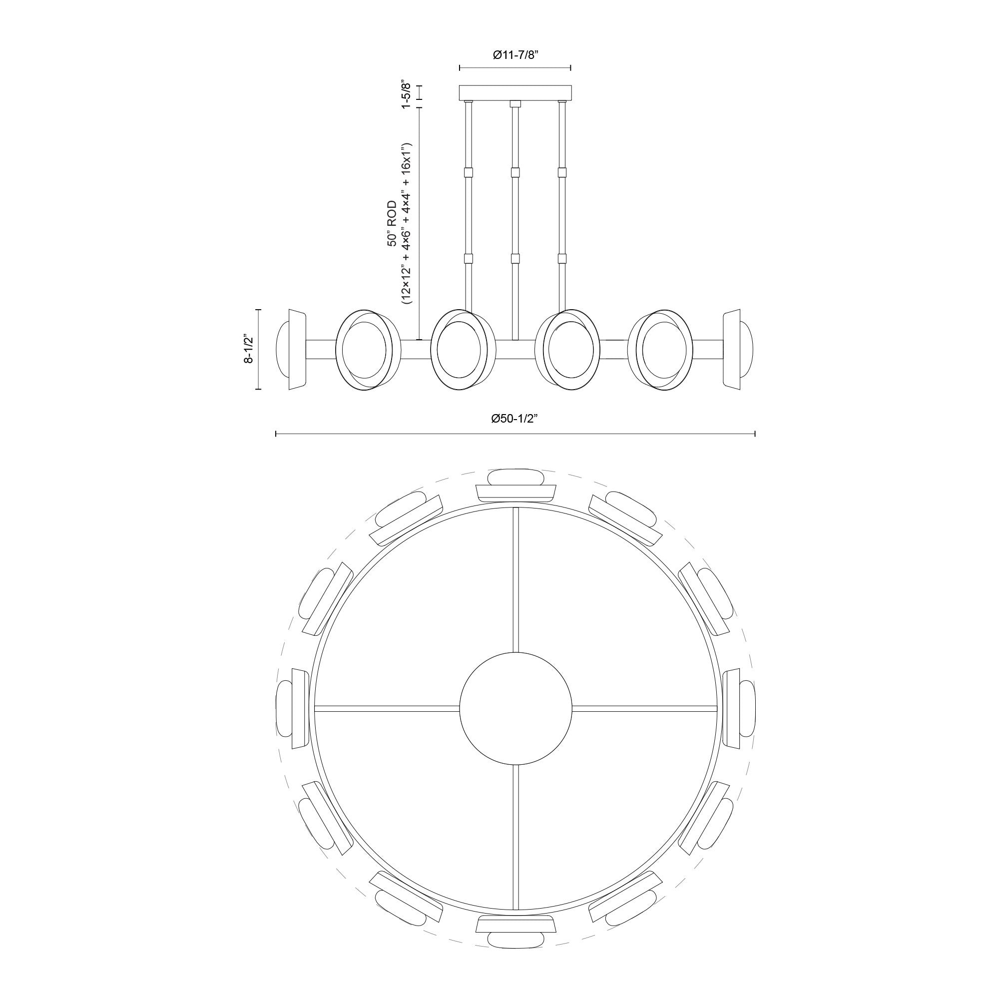 Alonso 50-in Steel Chandelier