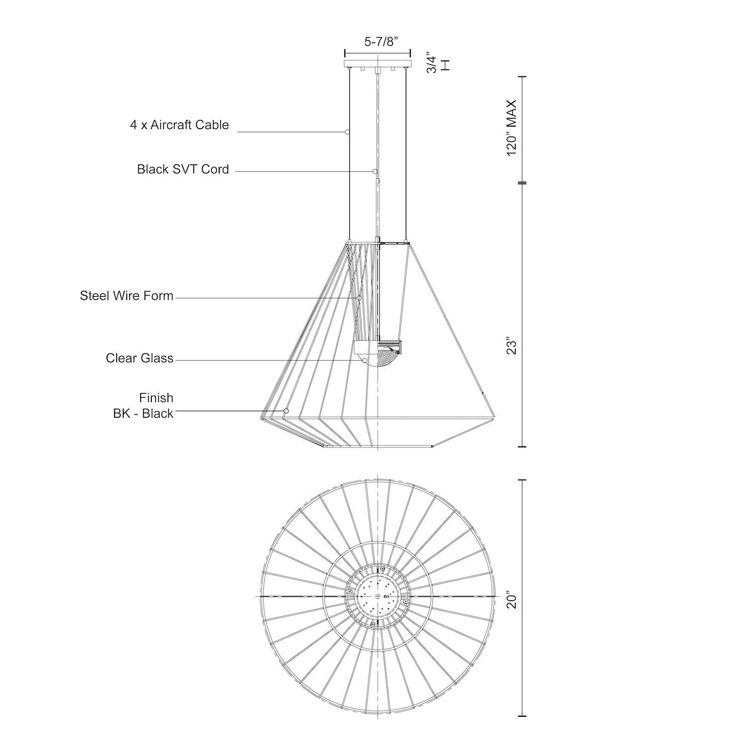 Arctic 20-in Aluminum Outdoor Pendant