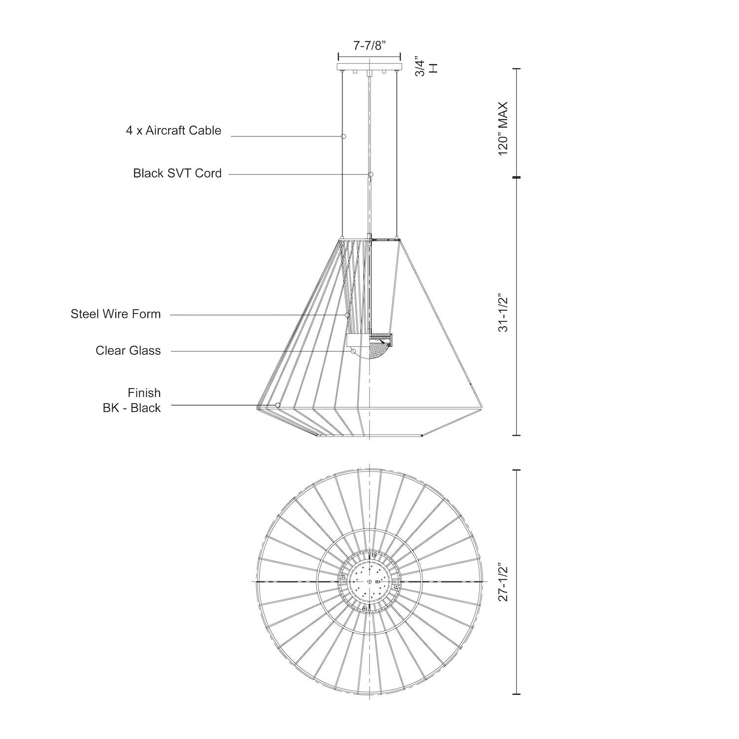 Arctic 28-in Aluminum Outdoor Pendant