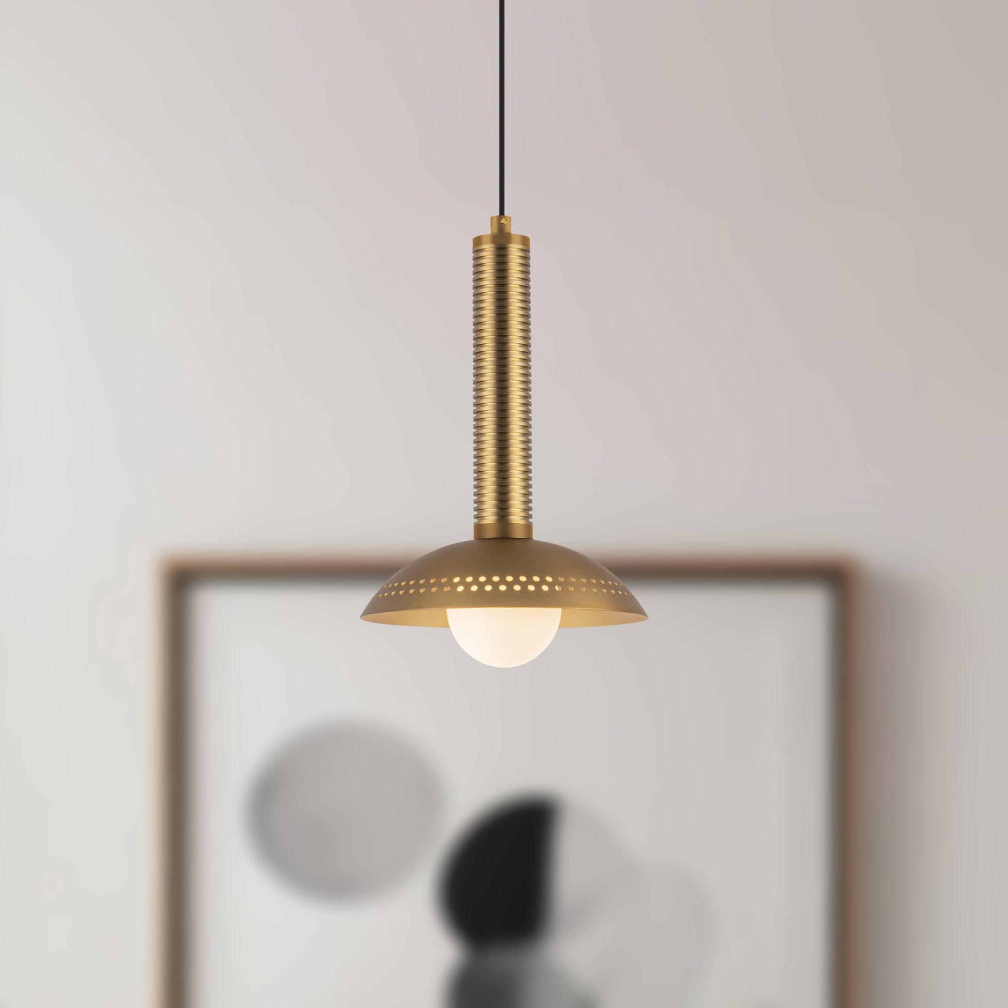 Arden 9-in Opal Glass and Steel Shade LED Pendant