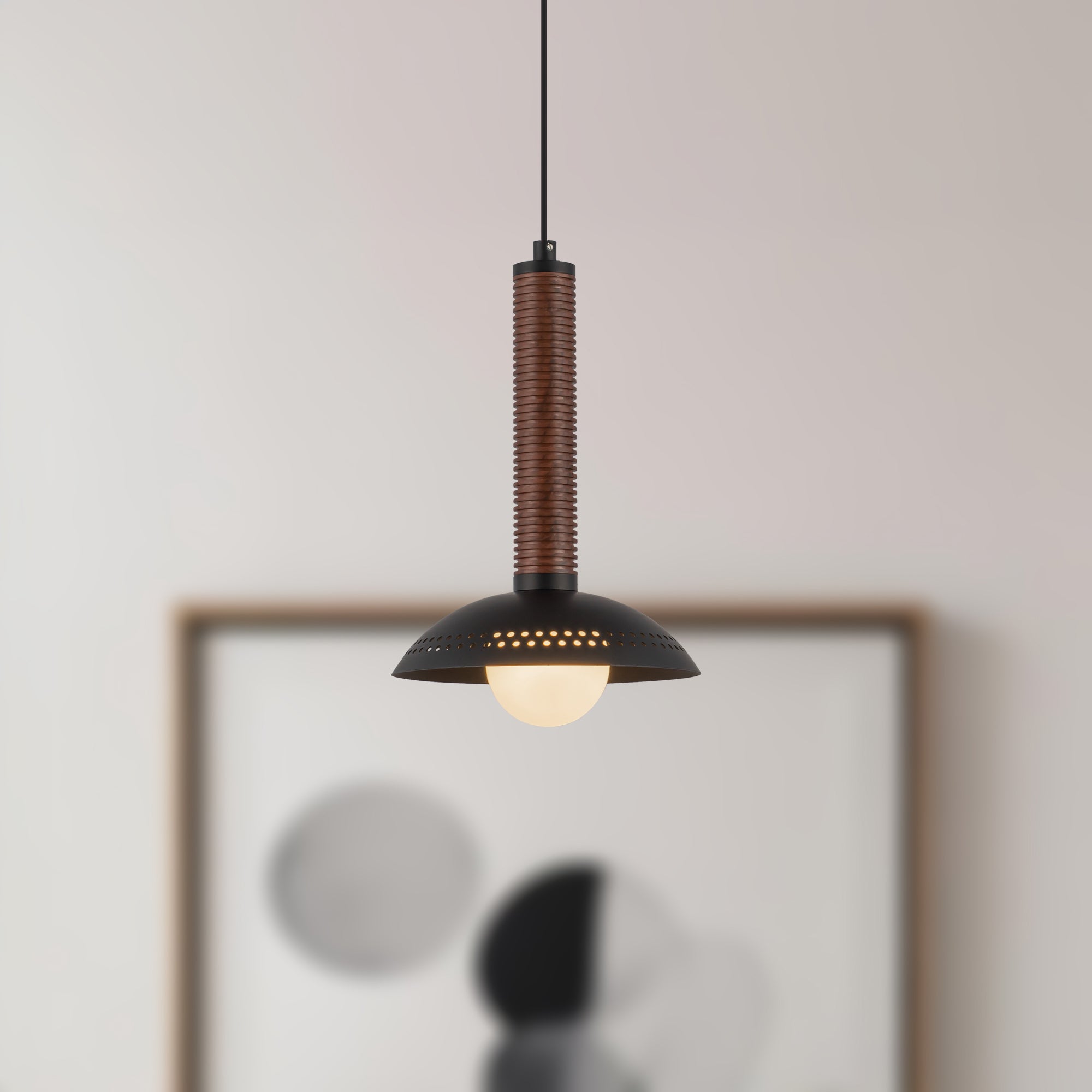 Arden 9-in Opal Glass and Steel Shade LED Pendant