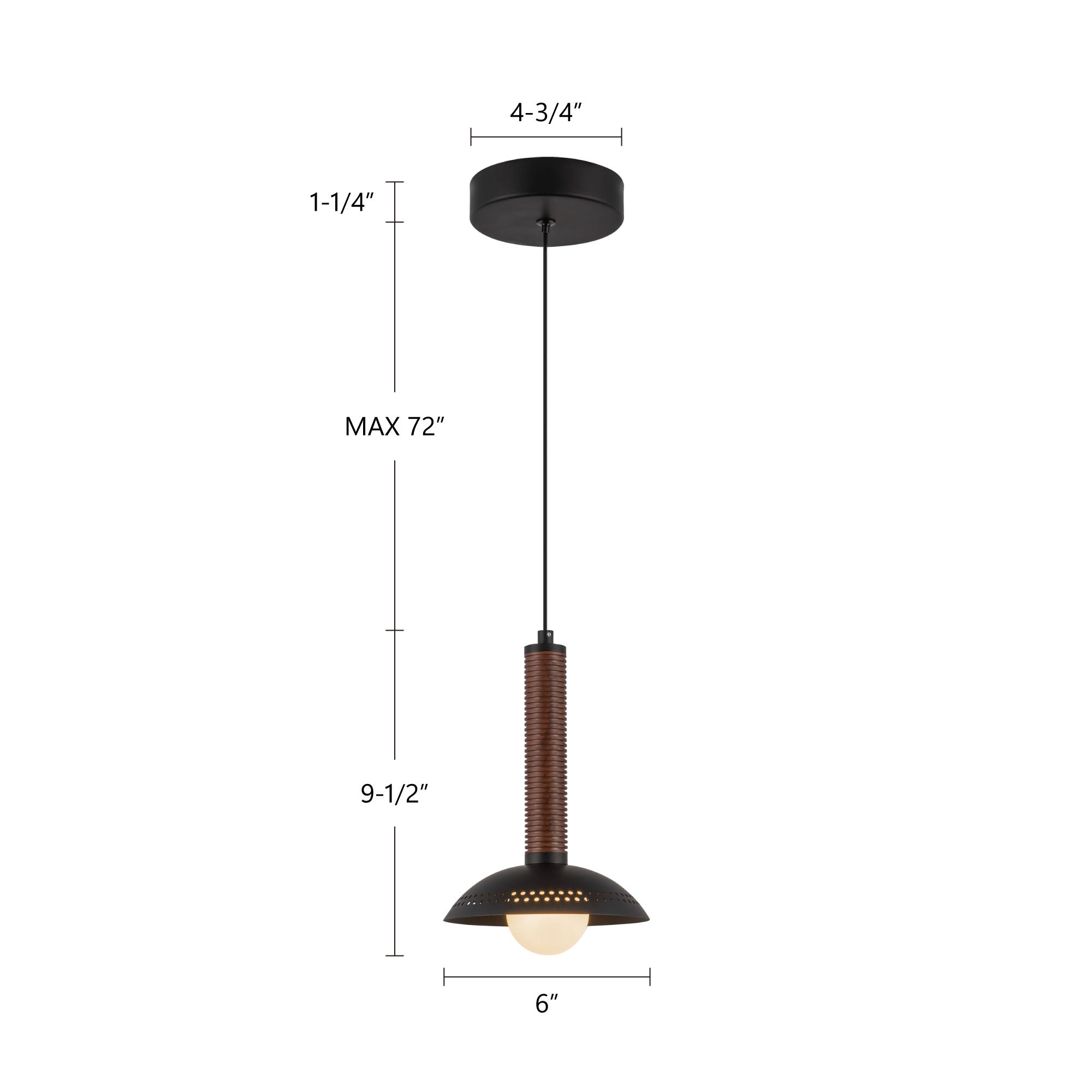 Arden 9-in Opal Glass and Steel Shade LED Pendant