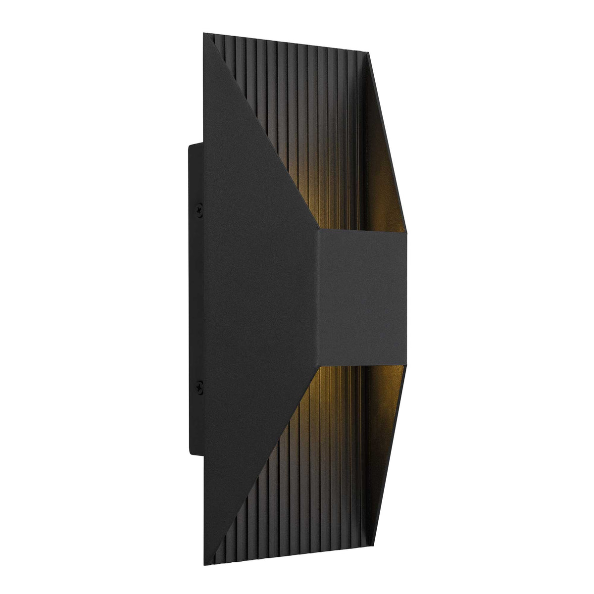 12-Inch Sand Black Ribbed Outdoor LED Wall Sconce