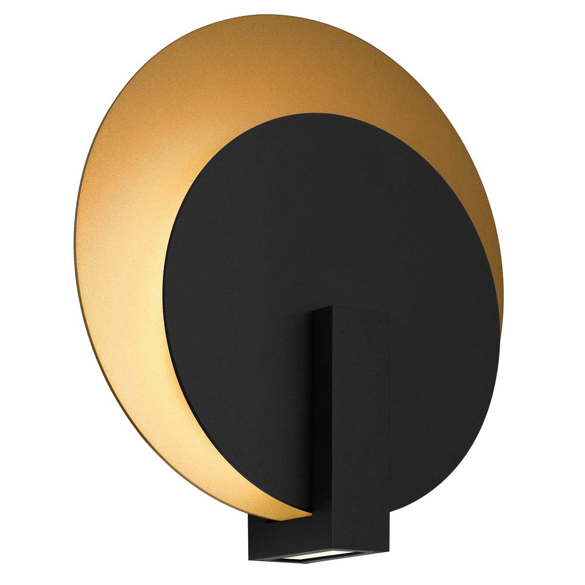12.75-Inch Sand Black and Painted Brass Eclipse Outdoor LED Wall Sconce