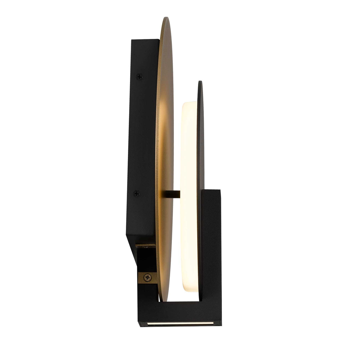 12.75-Inch Sand Black and Painted Brass Eclipse Outdoor LED Wall Sconce