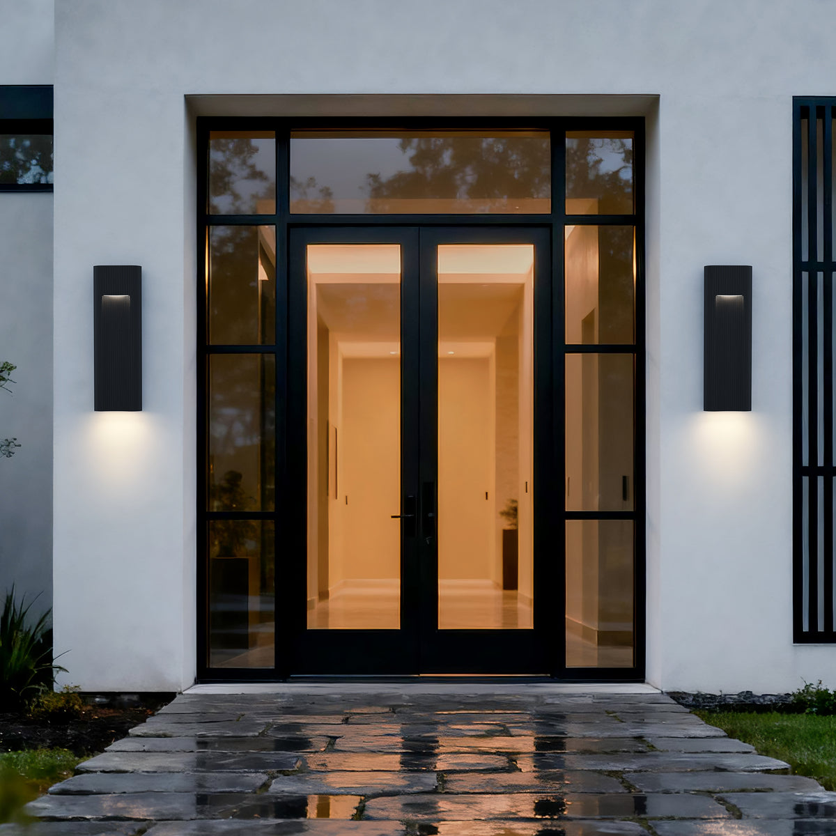 21-Inch Sand Black Wavey Outdoor LED Wall Sconce