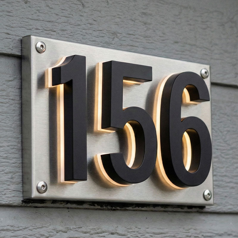 Modern Stainless Steel Illuminated House Numbers shop Backlit Address Signs