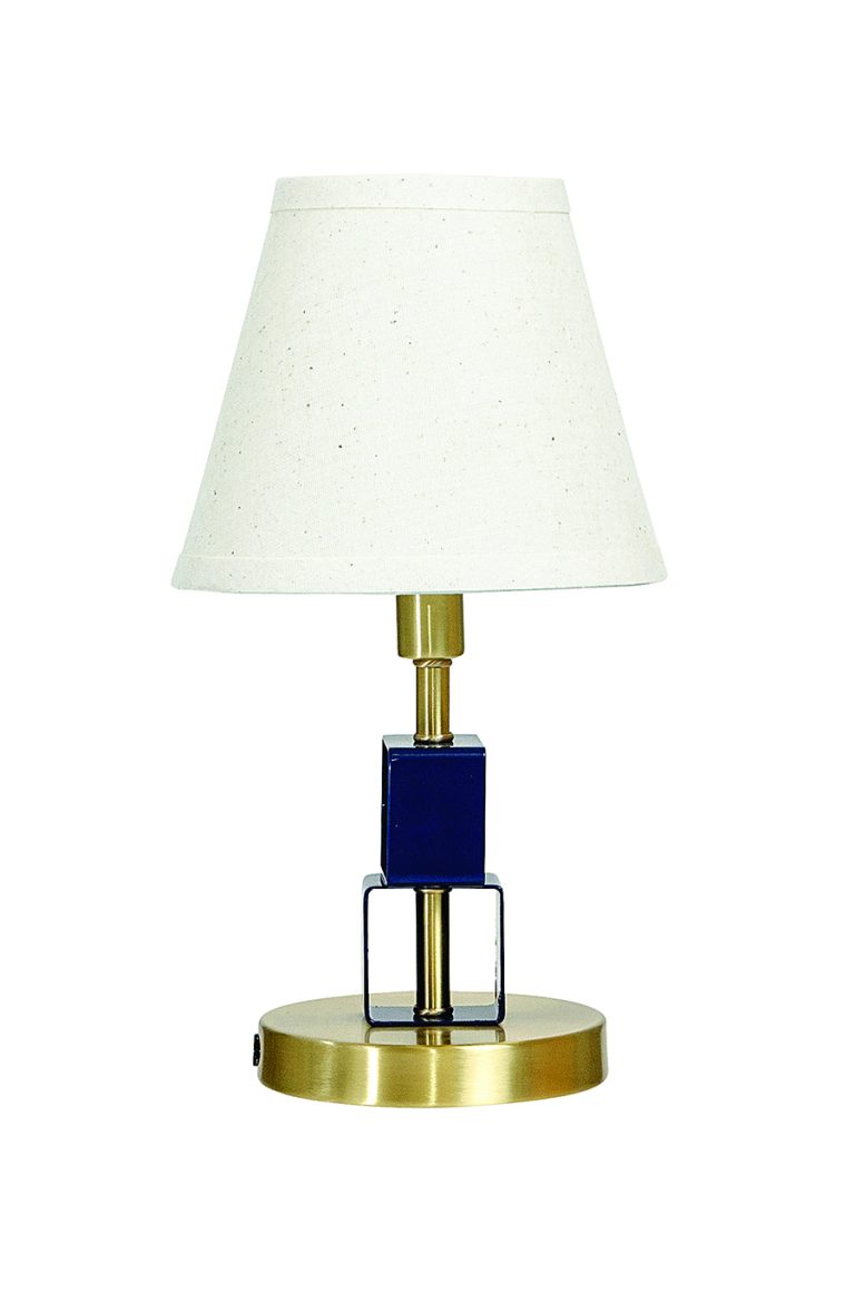 12.75-inch Bryson Satin Brass Navy Blue Accent Table Lamp