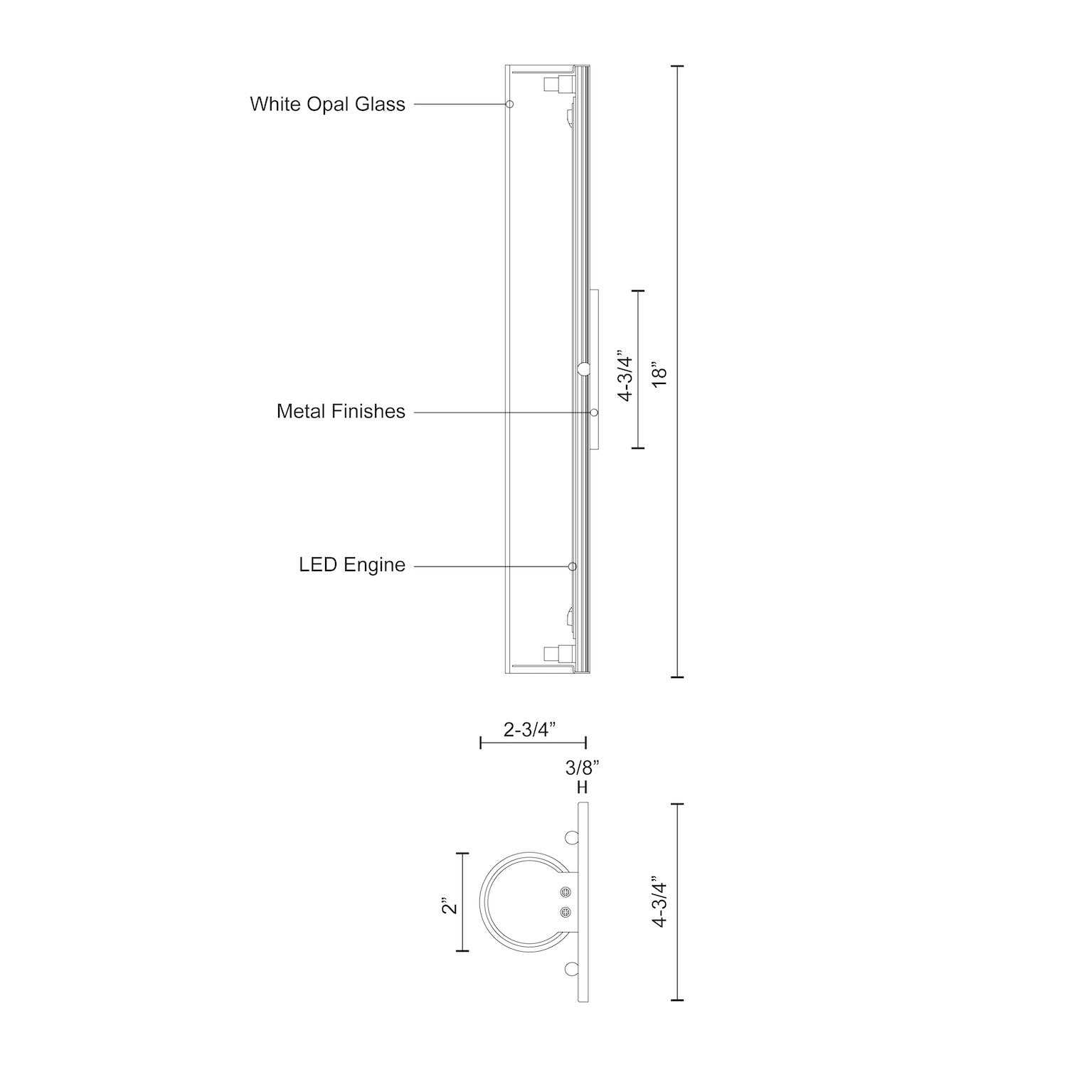 Bute 18-in Aluminum Wall Sconce